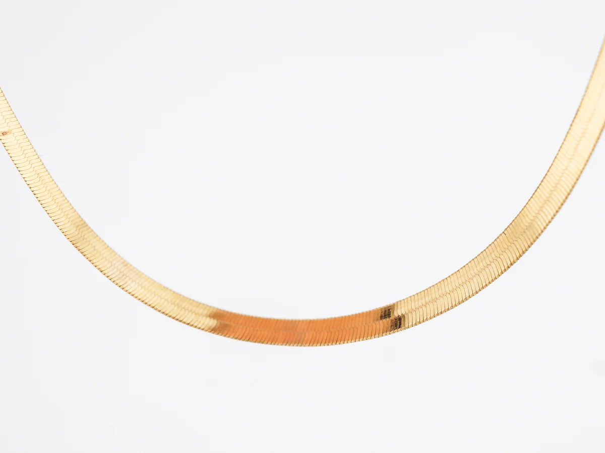 Herringbone Yellow Gold Necklace 18 inches Length in 10k