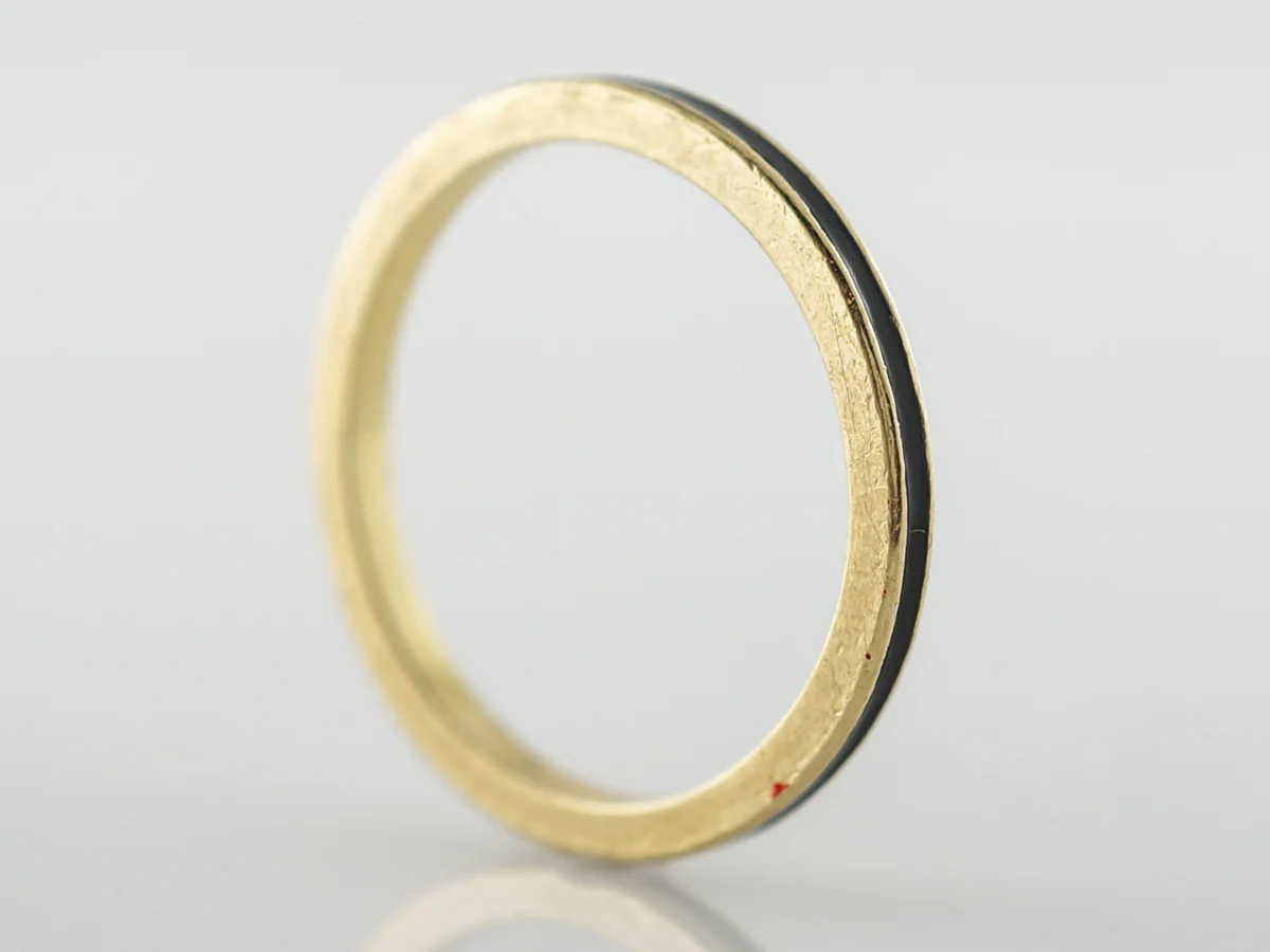 Hidalgo Black Enamel Wedding Band in Yellow Gold - Image 3