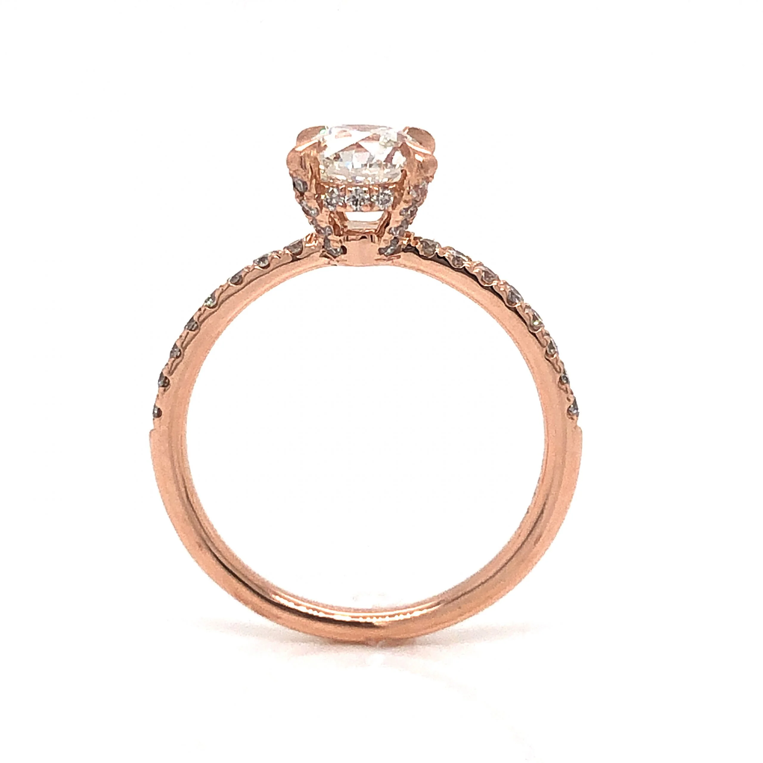 Hidden Halo Diamond Engagement Ring in 14k Rose Gold - Image 4