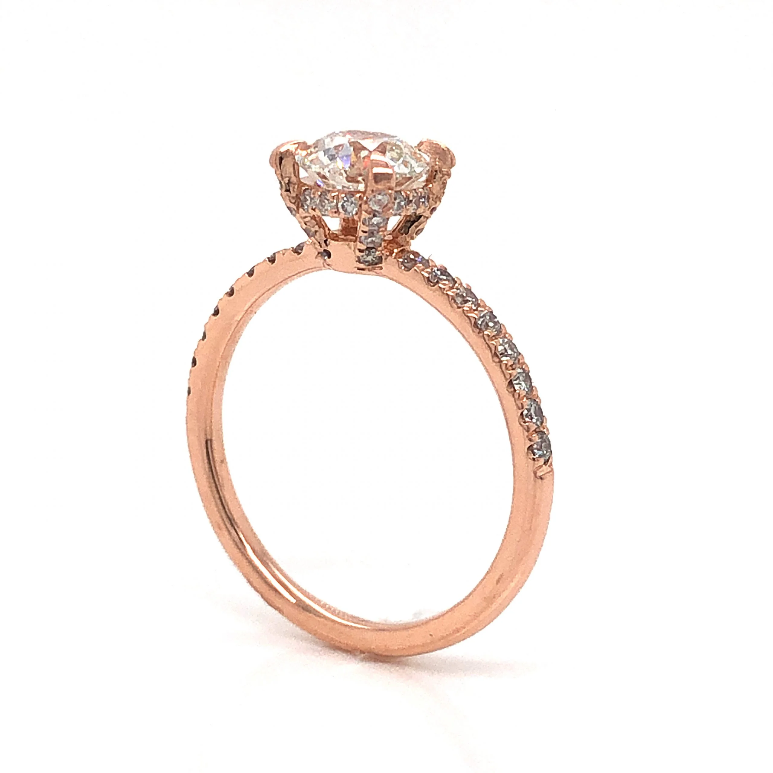 Hidden Halo Diamond Engagement Ring in 14k Rose Gold - Image 5