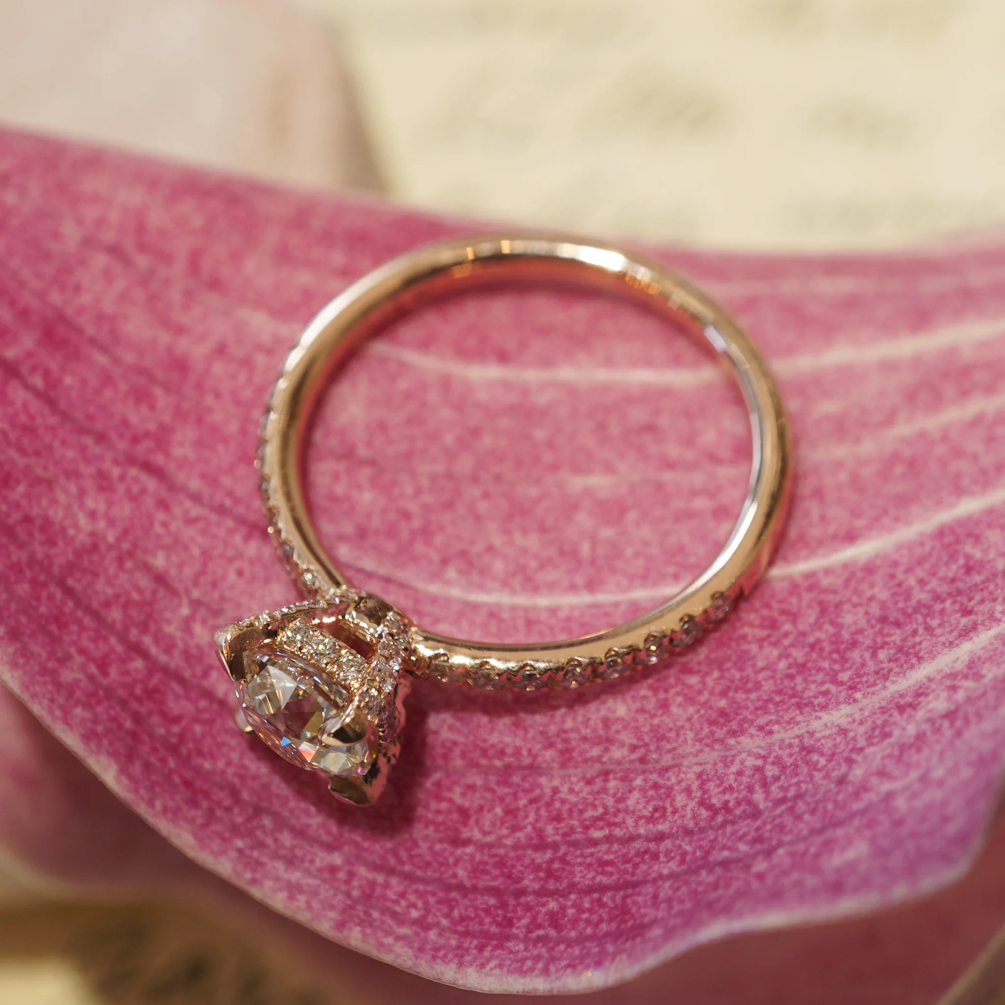 Hidden Halo Diamond Engagement Ring in 14k Rose Gold - Image 6