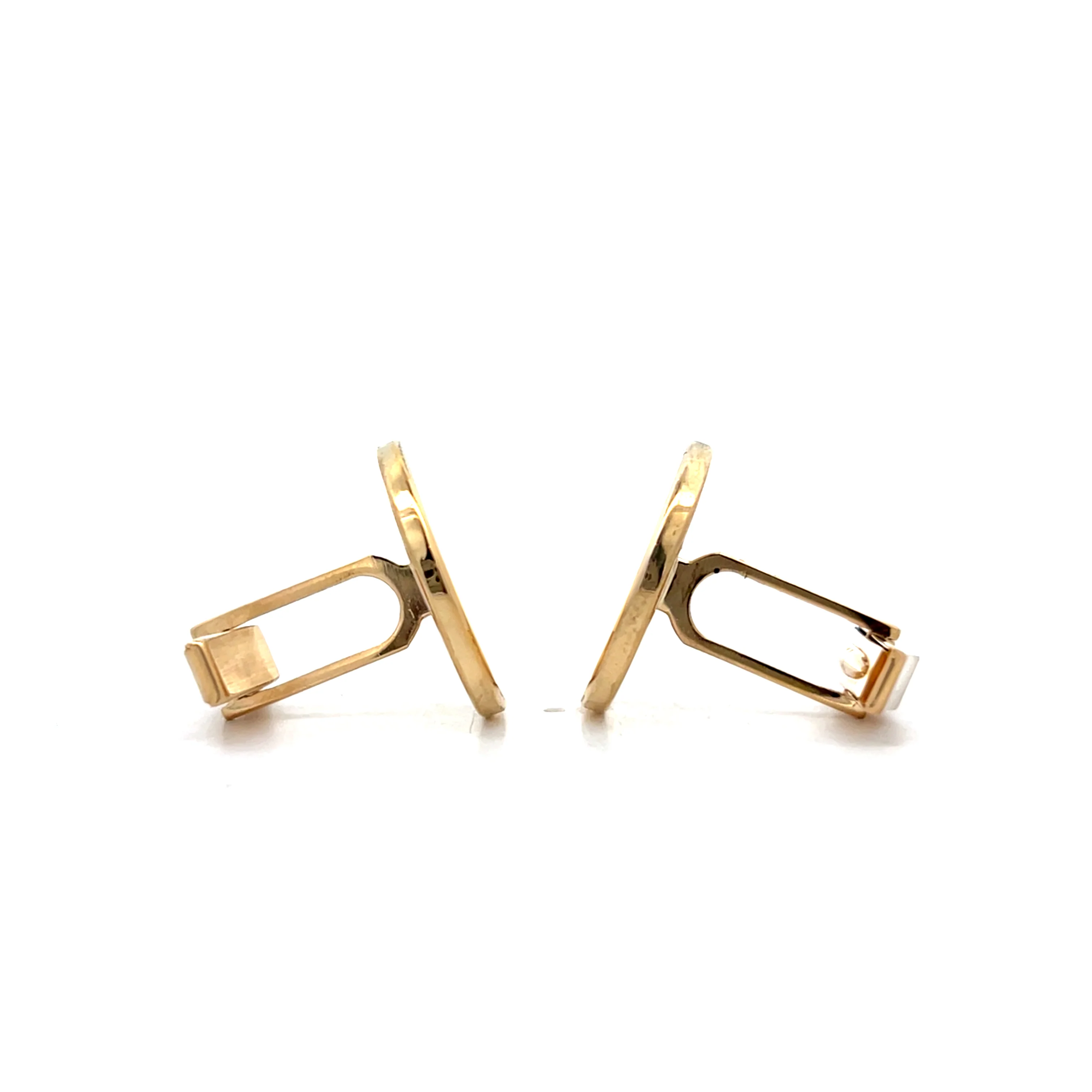 High Polish Circular Cufflinks in 14k Yellow Gold - Image 2