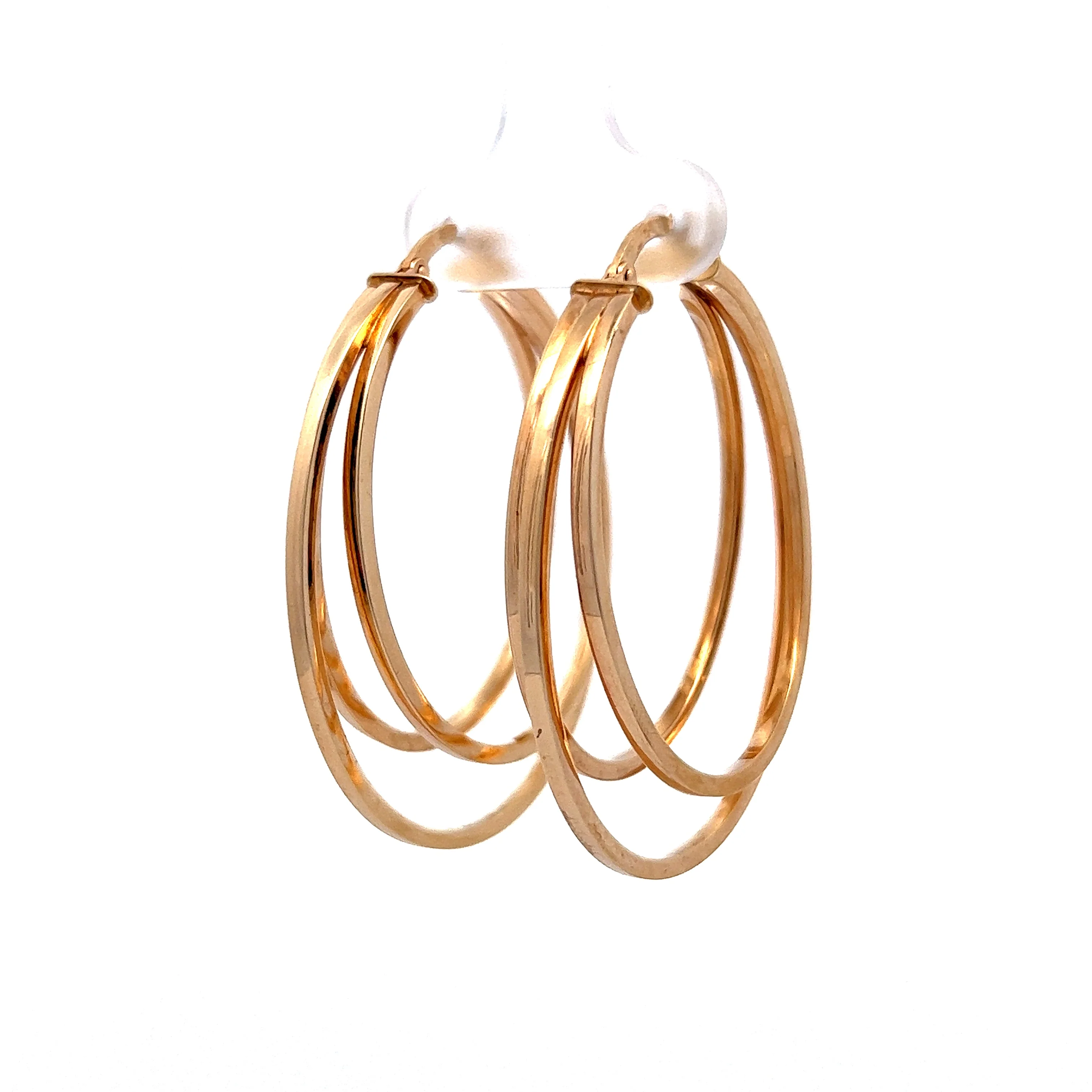 Circular Triple Hoop Earrings in 14k Yellow Gold - Image 2