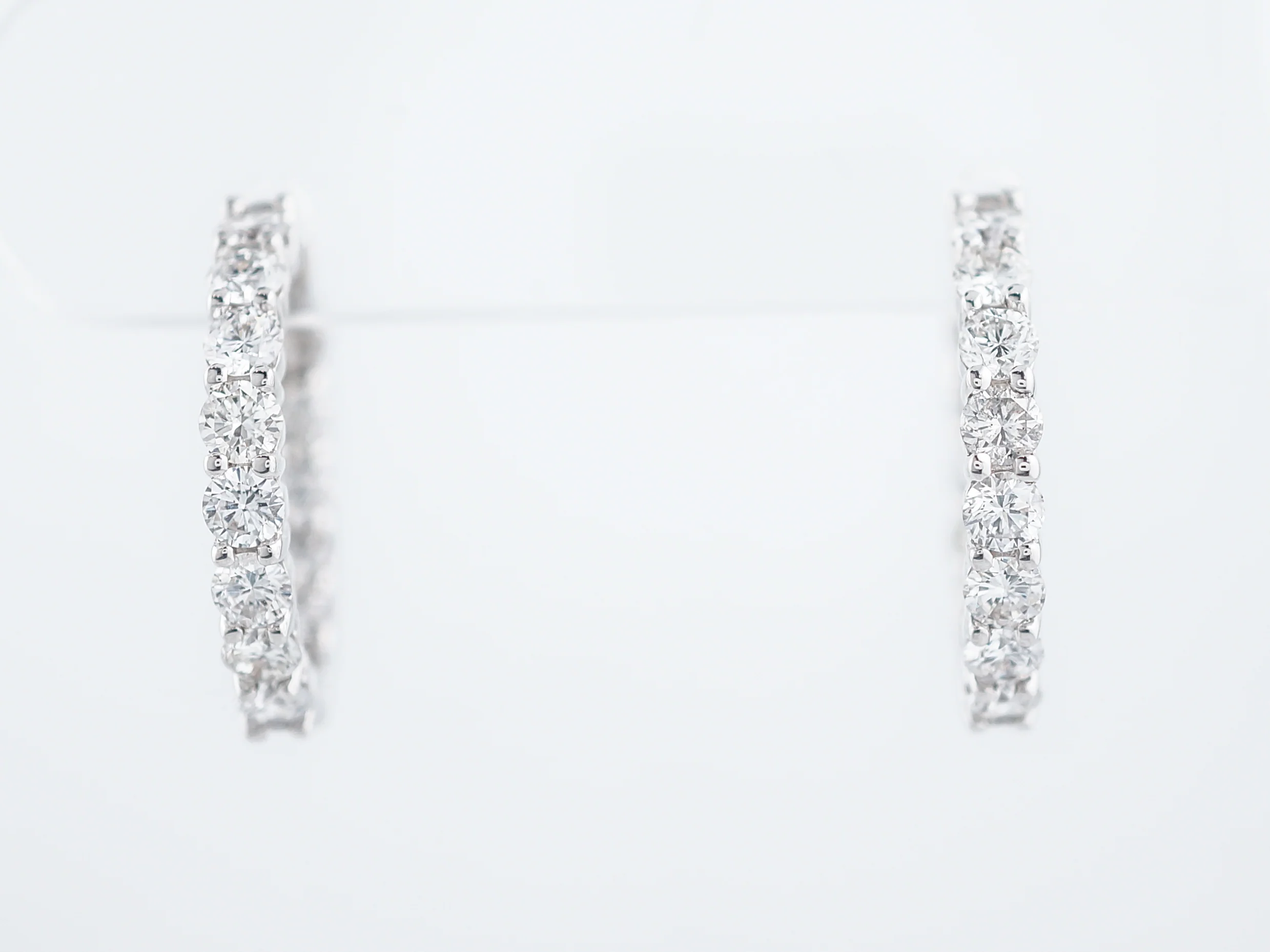 Hoop Earrings Modern 2.40 Round Brilliant Cut Diamonds in 14K White Gold - Image 2