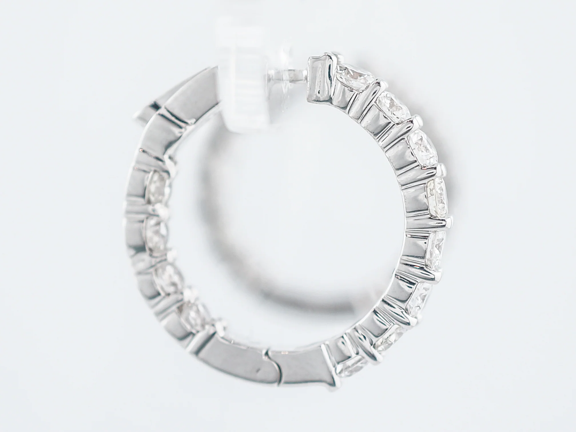 Hoop Earrings Modern 2.40 Round Brilliant Cut Diamonds in 14K White Gold - Image 3