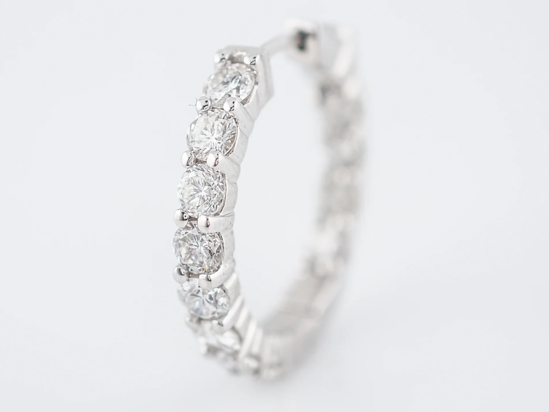 Hoop Earrings Modern 2.40 Round Brilliant Cut Diamonds in 14K White Gold - Image 5