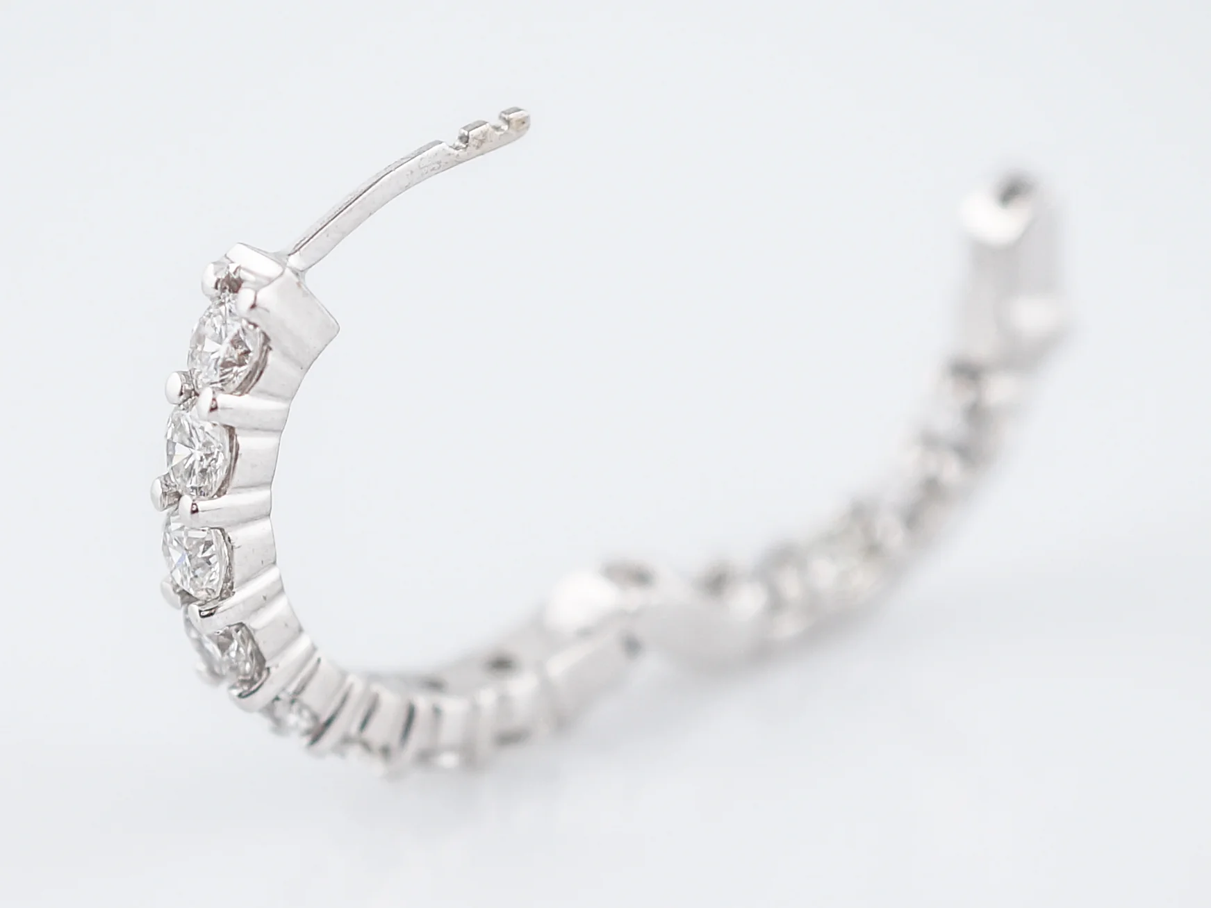 Hoop Earrings Modern 2.40 Round Brilliant Cut Diamonds in 14K White Gold - Image 6