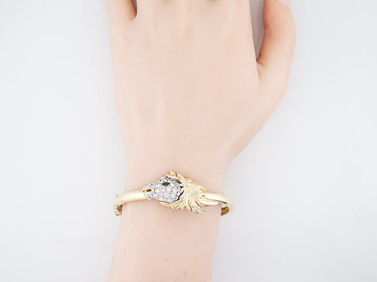 Horse Bracelet Modern 1.50 Round Brilliant Cut Diamonds in 18K White & Yellow Gold - Image 5