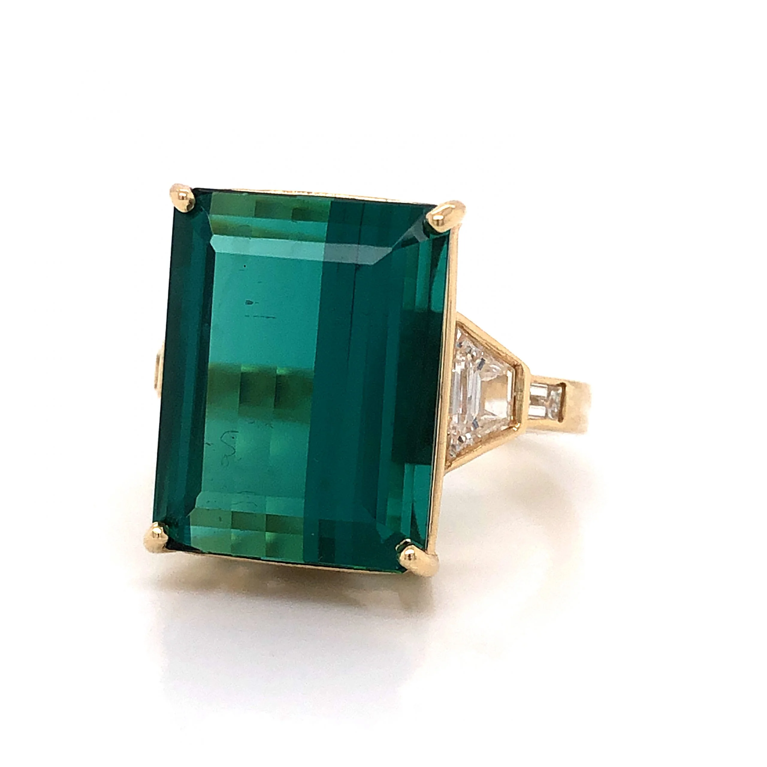 Indicolite Tourmaline & Diamond Cocktail Ring in 14k Yellow Gold - Image 2