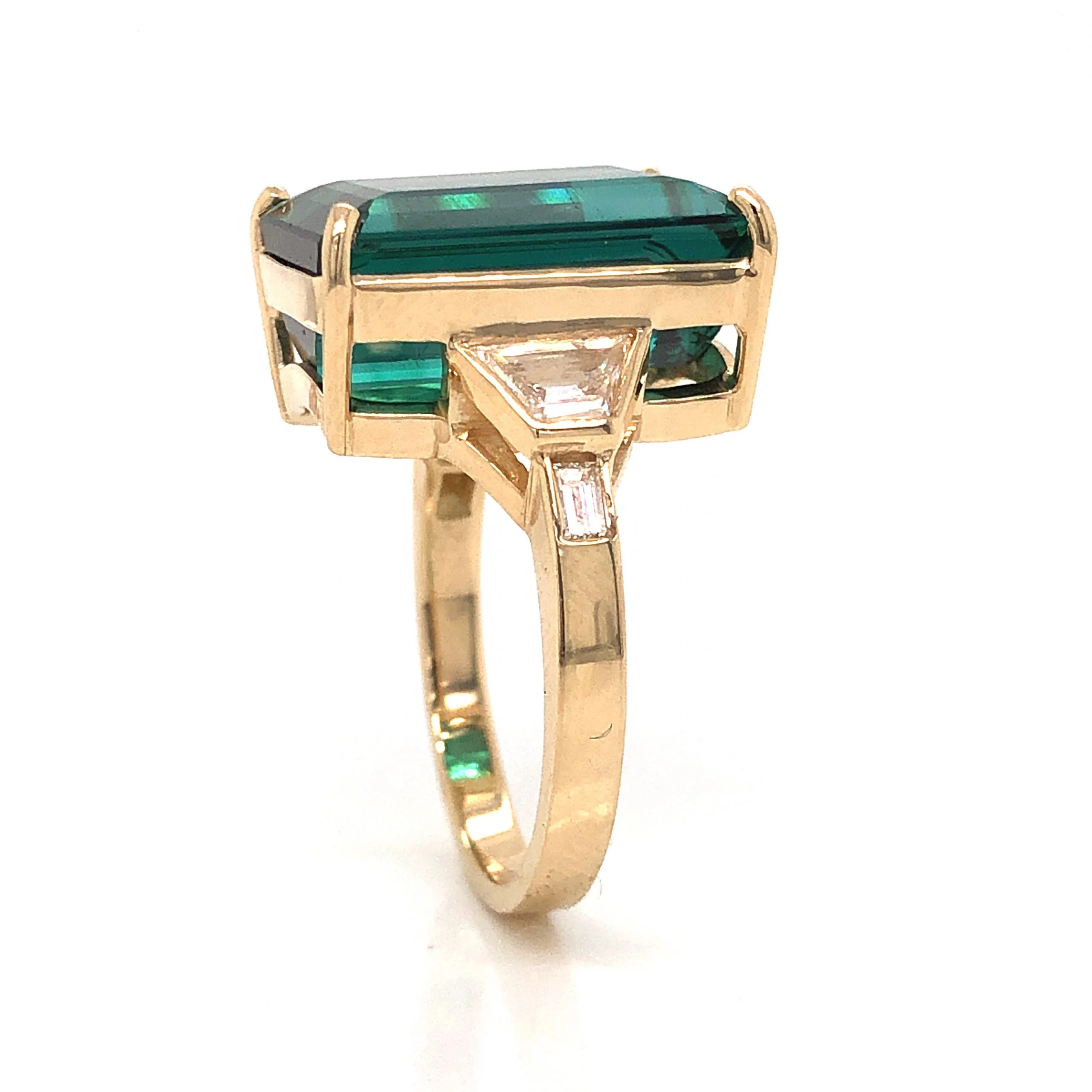 Indicolite Tourmaline & Diamond Cocktail Ring in 14k Yellow Gold - Image 4