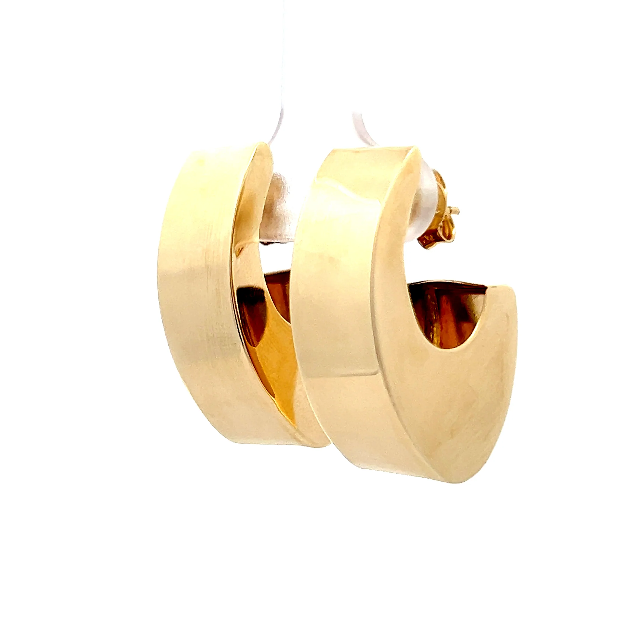 J Hoop Puffy Earrings in 14k Yellow Gold - Image 2