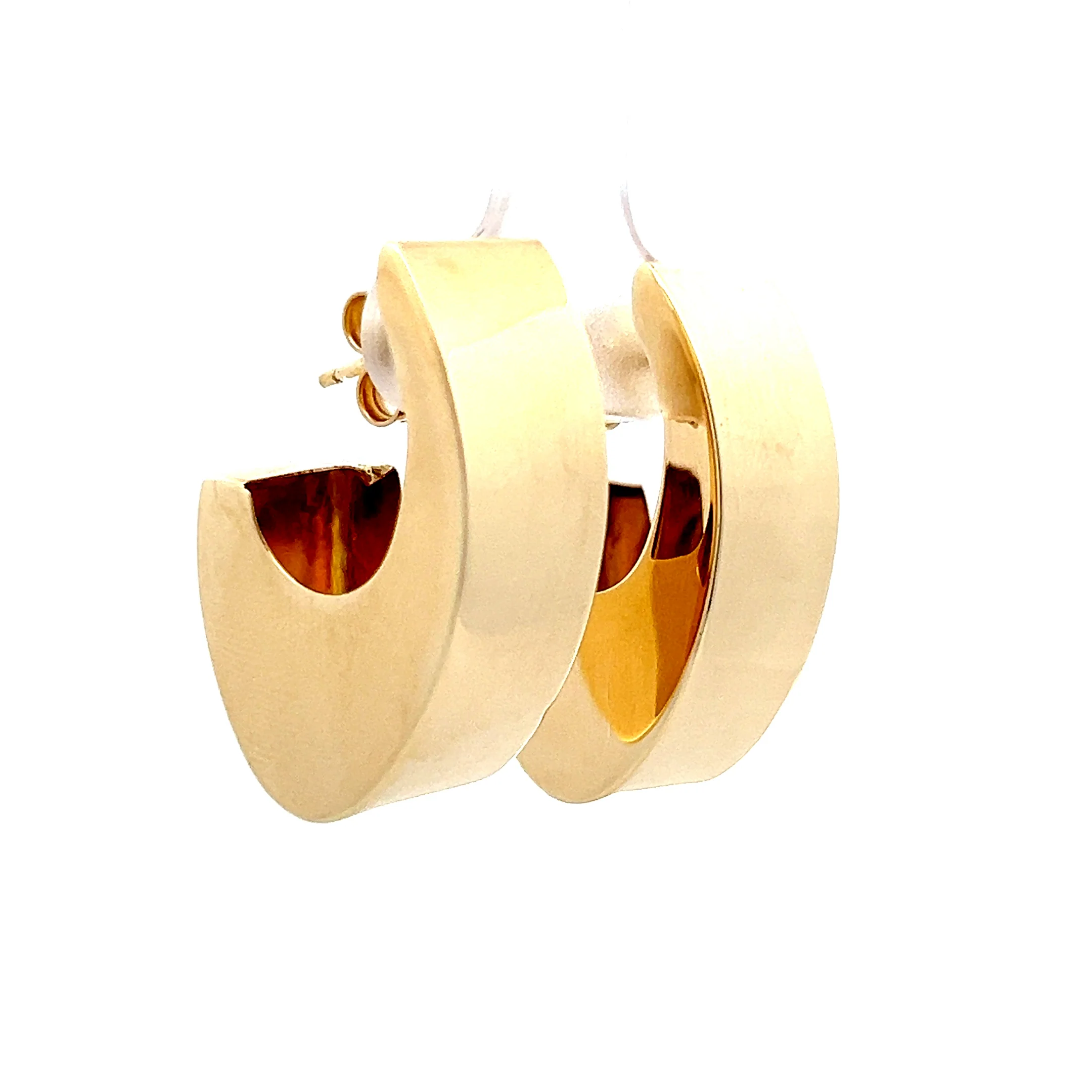 J Hoop Puffy Earrings in 14k Yellow Gold - Image 3