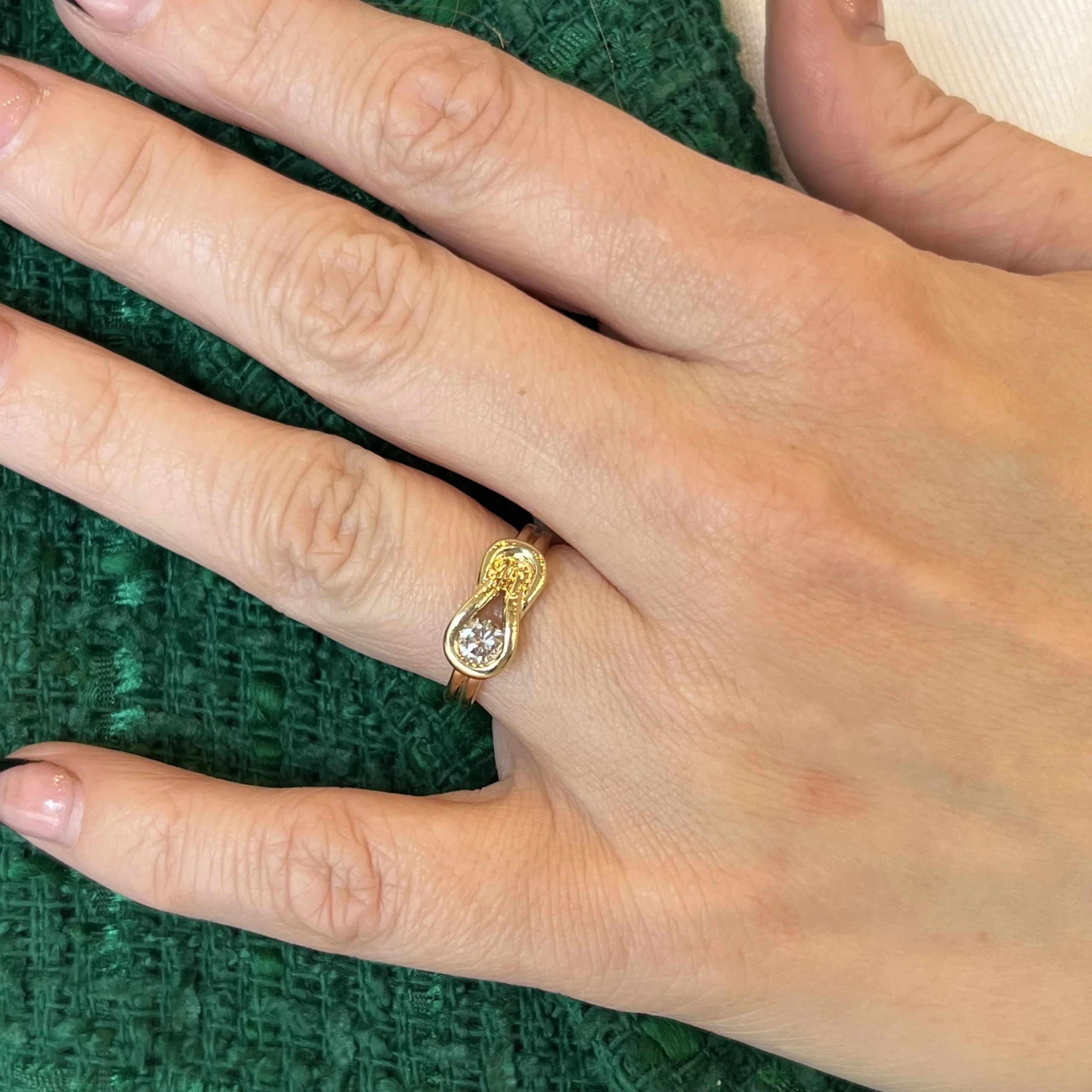 Knotted Diamond Stacking Ring in 14k Yellow Gold - Image 6
