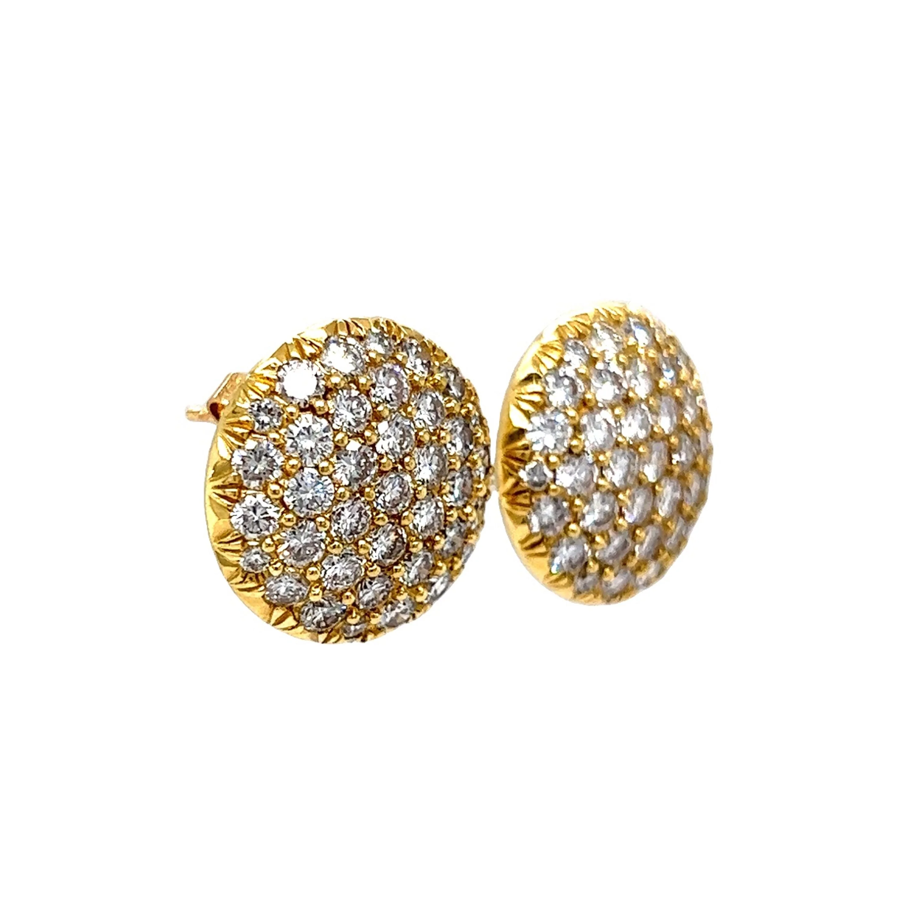 Kurt Wayne Pave Diamond Stud Earrings in 18k Yellow Gold - Image 3