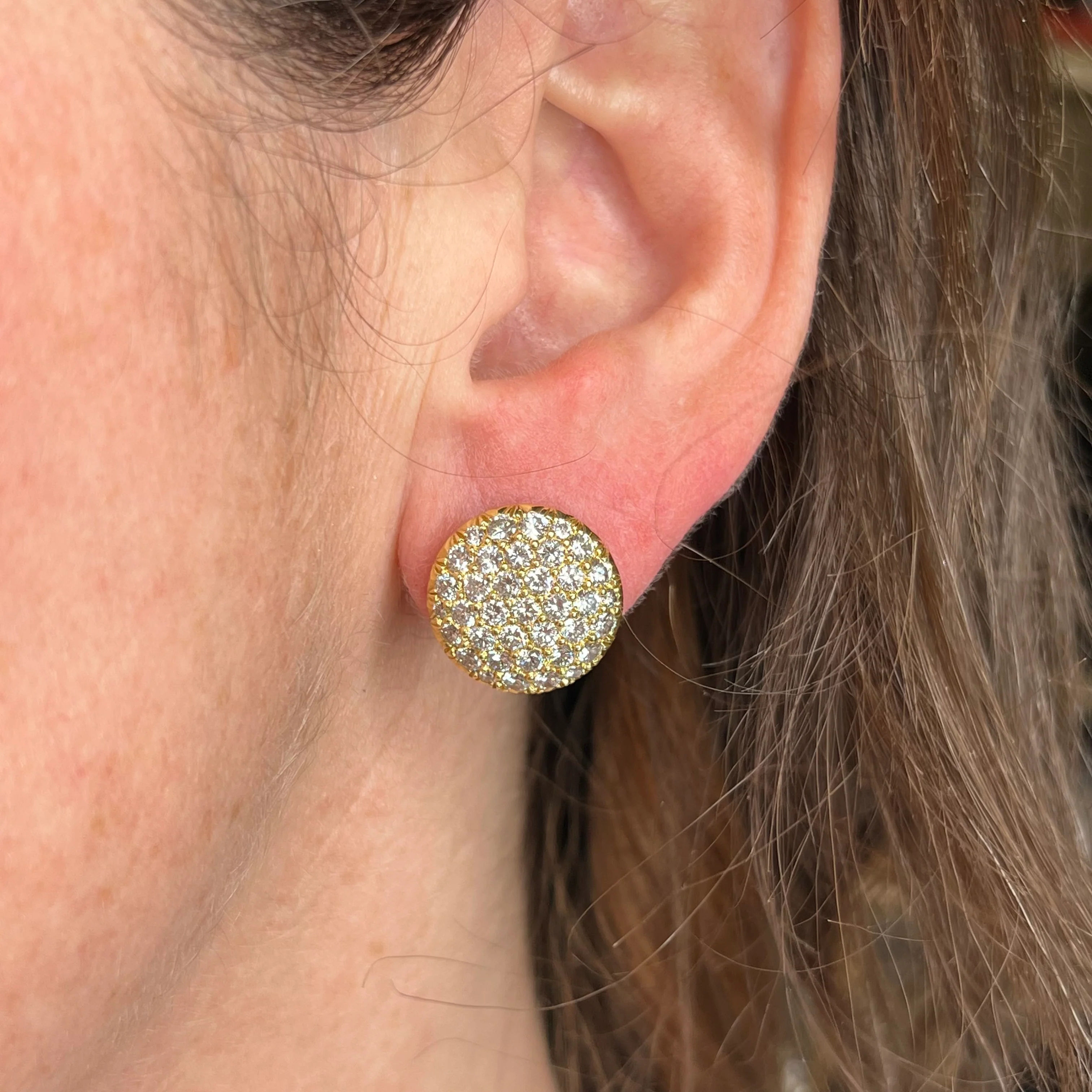 Kurt Wayne Pave Diamond Stud Earrings in 18k Yellow Gold - Image 4