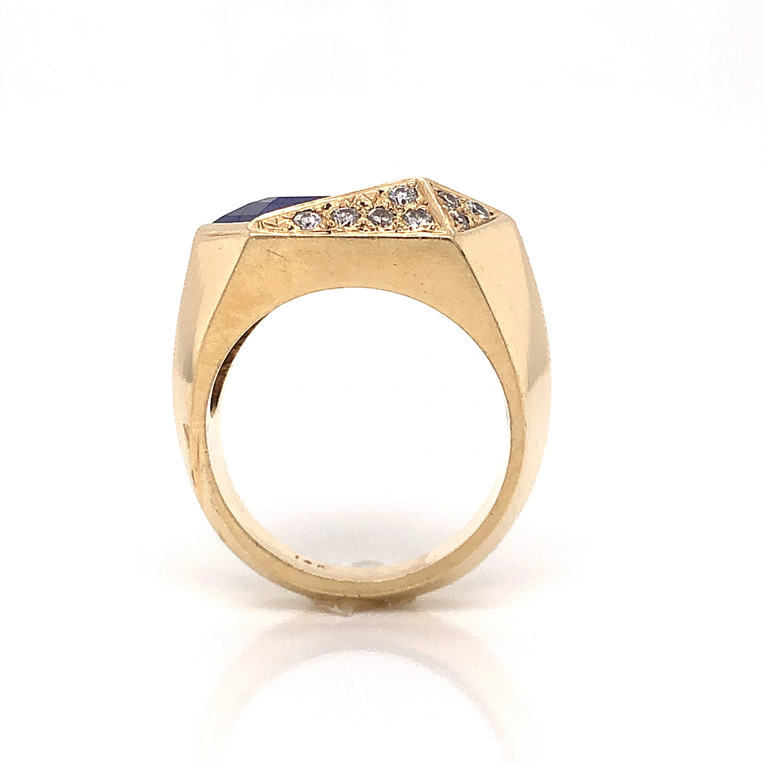 Lapis Lazuli & Diamond Cocktail Ring in 14k Yellow Gold - Image 4