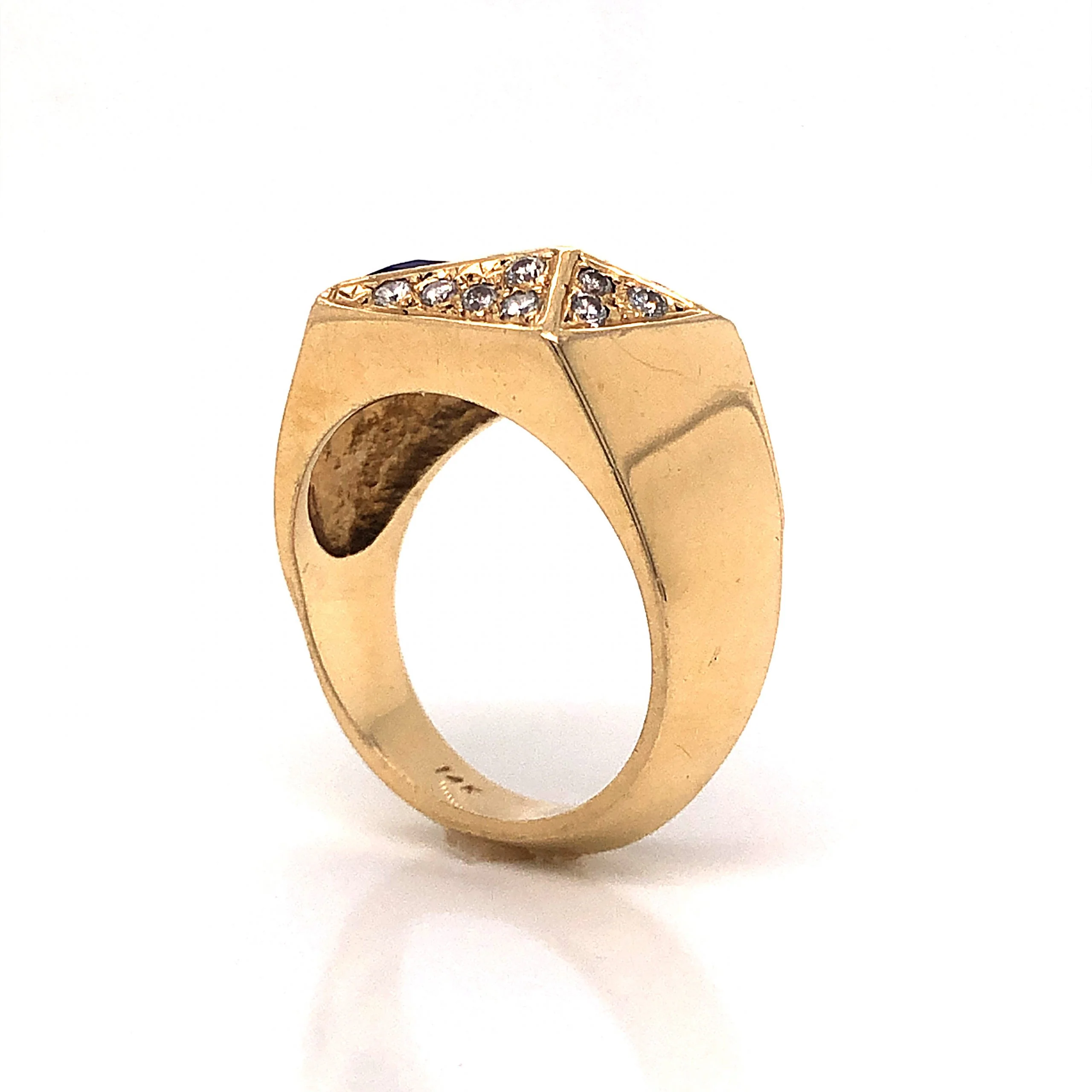 Lapis Lazuli & Diamond Cocktail Ring in 14k Yellow Gold - Image 5