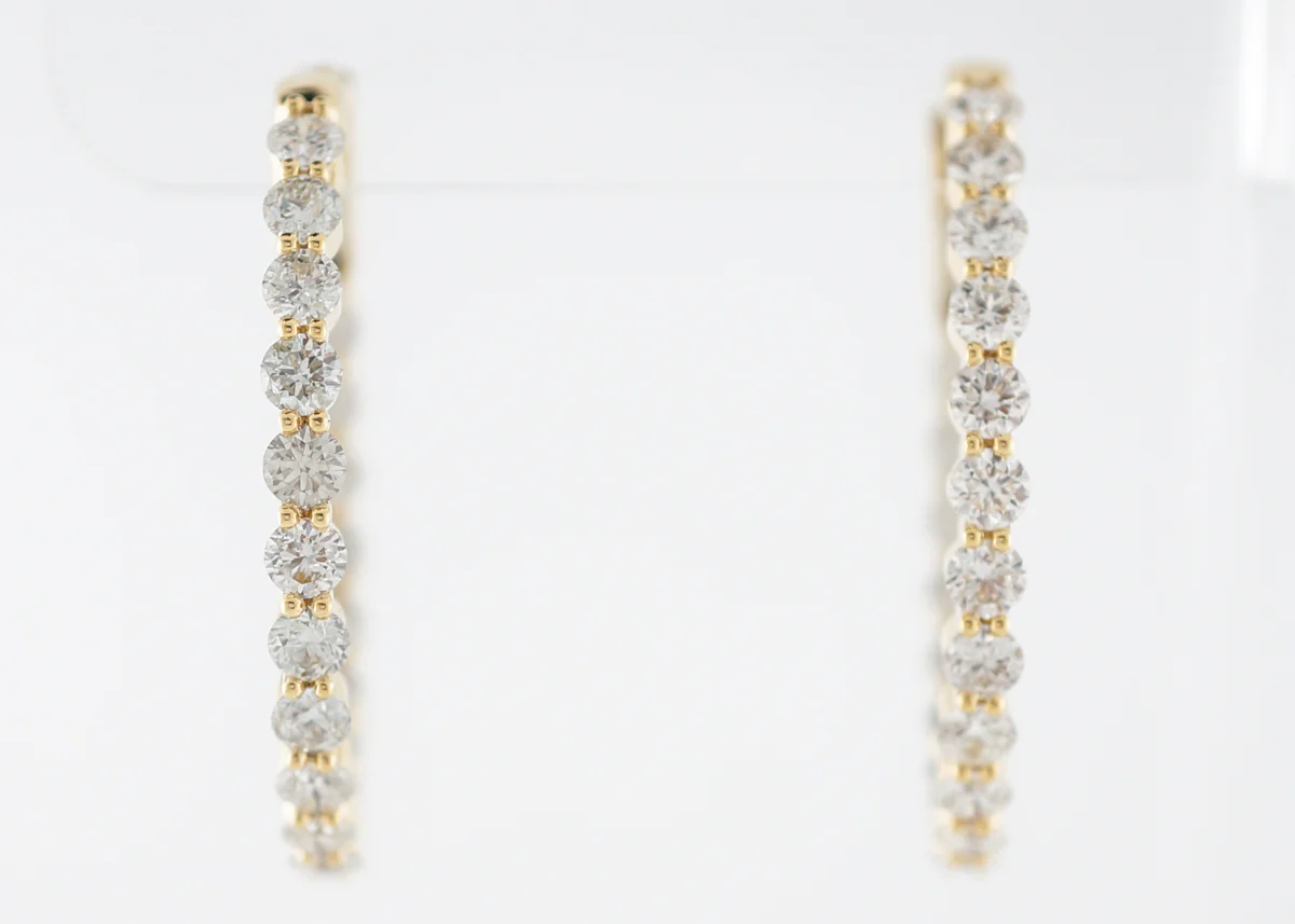 Large Yellow Gold Diamond Hoop Earrings 6 Carats
