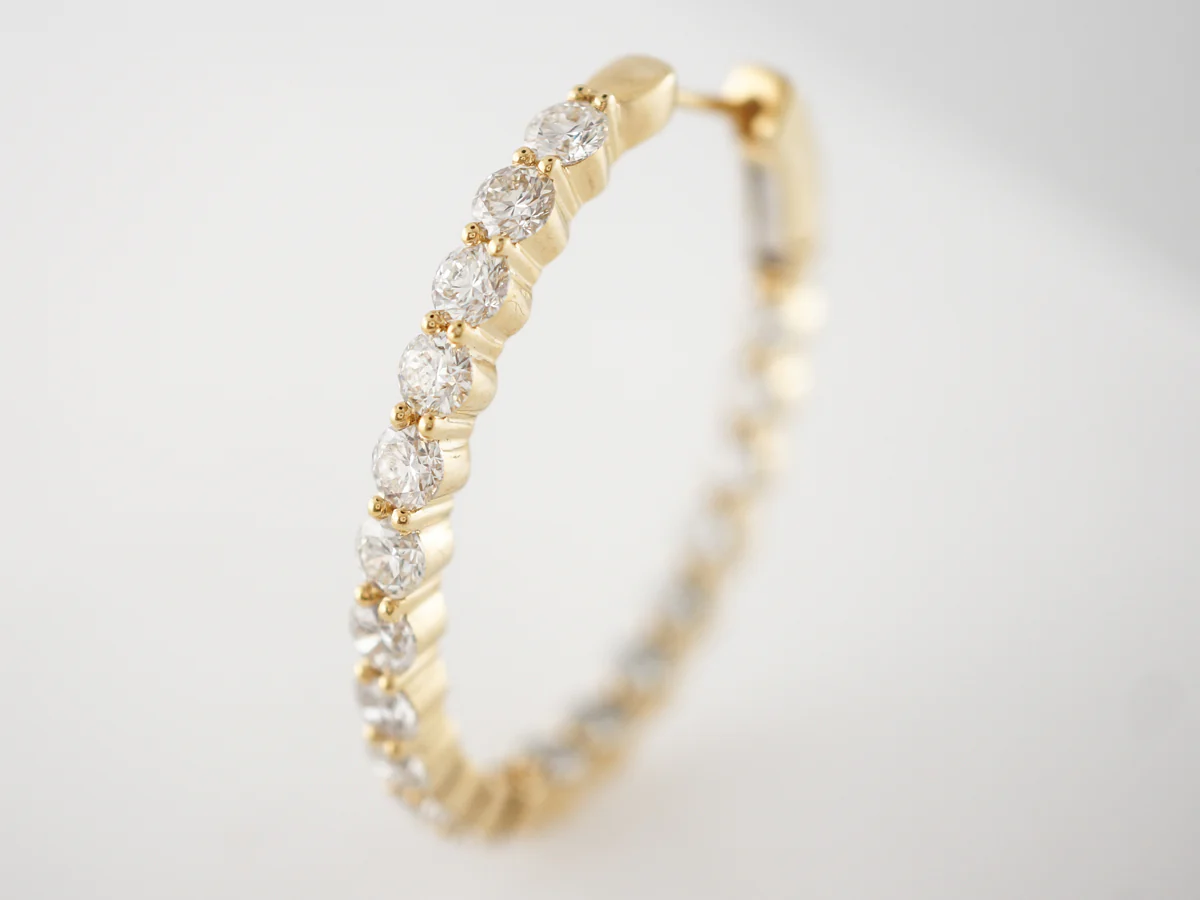 Large Yellow Gold Diamond Hoop Earrings 6 Carats - Image 4