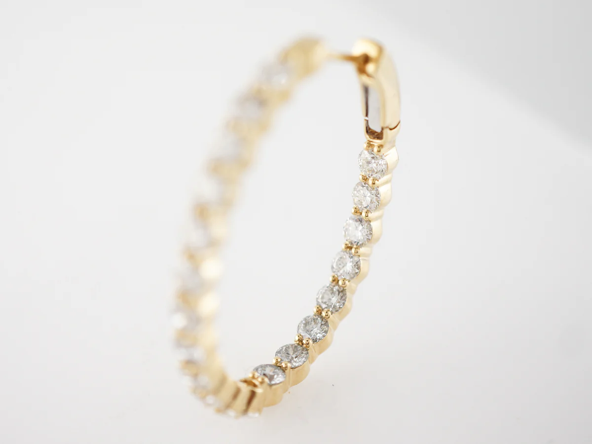 Large Yellow Gold Diamond Hoop Earrings 6 Carats - Image 5