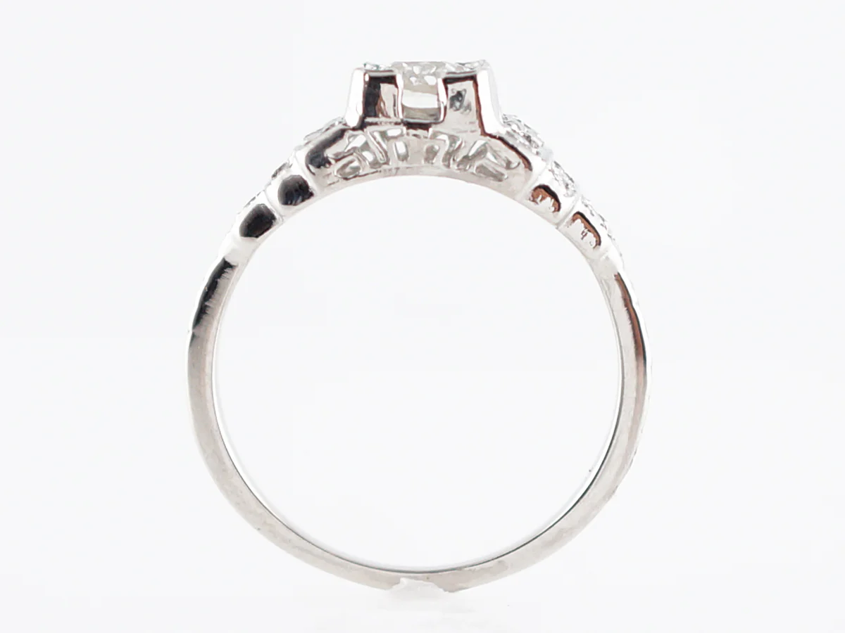 Late Art Deco Geometric Diamond Engagement Ring in Platinum - Image 4