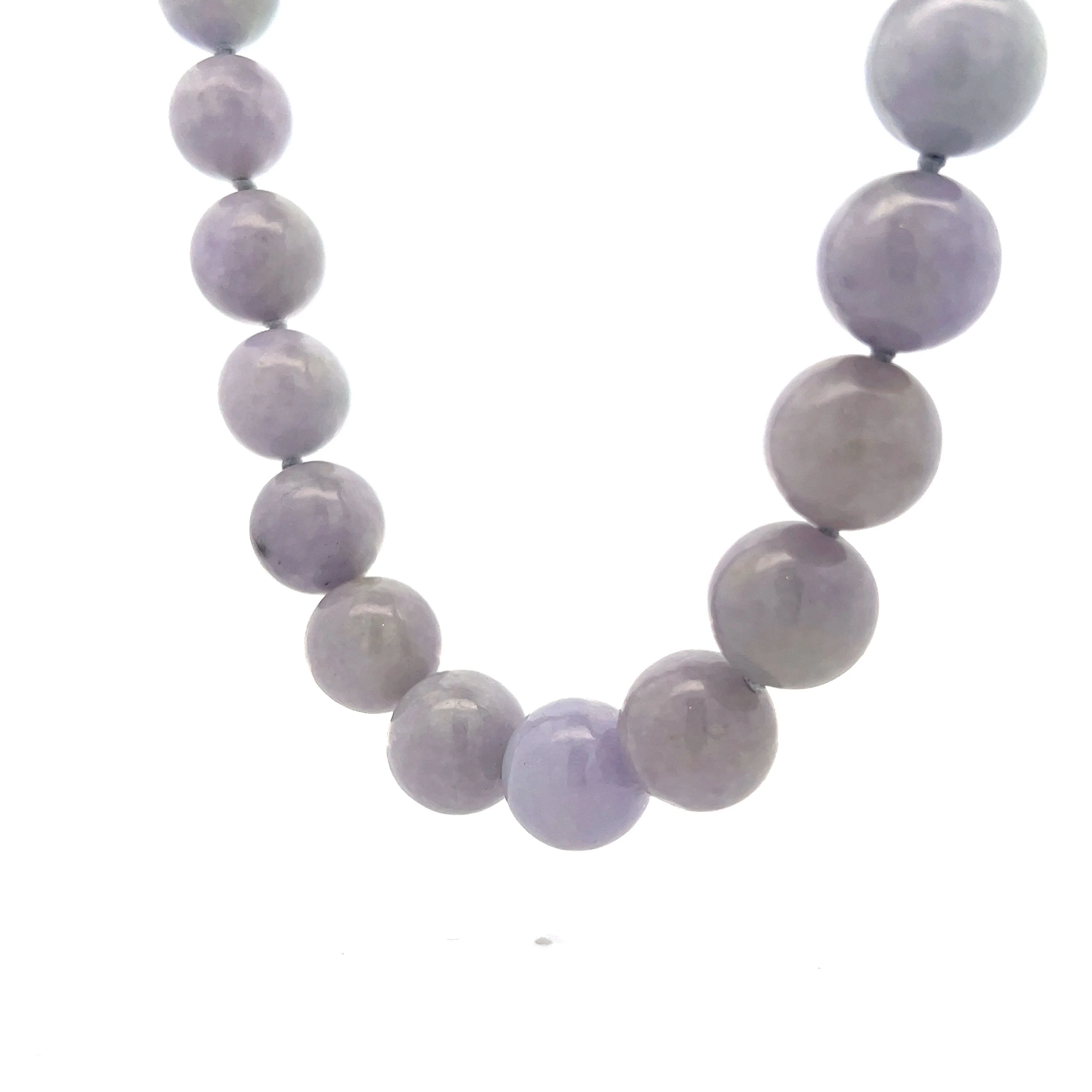 Lavender Jadeite Bead Necklace in 14k Yellow Gold - Image 2