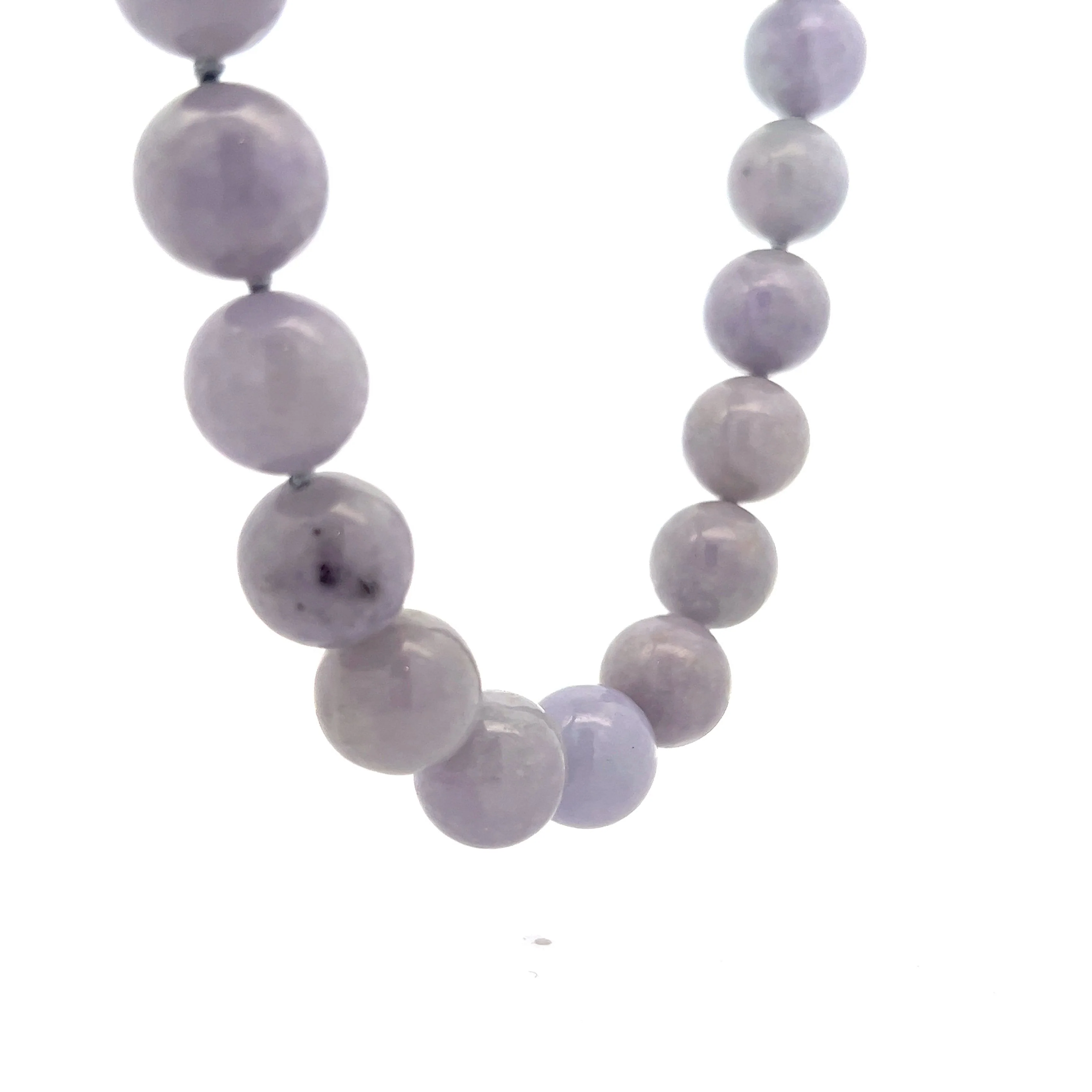 Lavender Jadeite Bead Necklace in 14k Yellow Gold - Image 3
