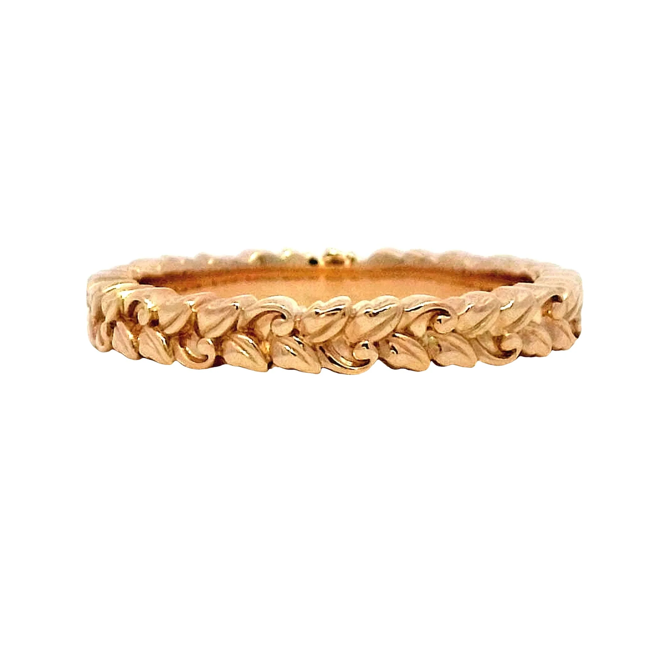Leaf Textured Stacking Band in 14k Yellow Gold