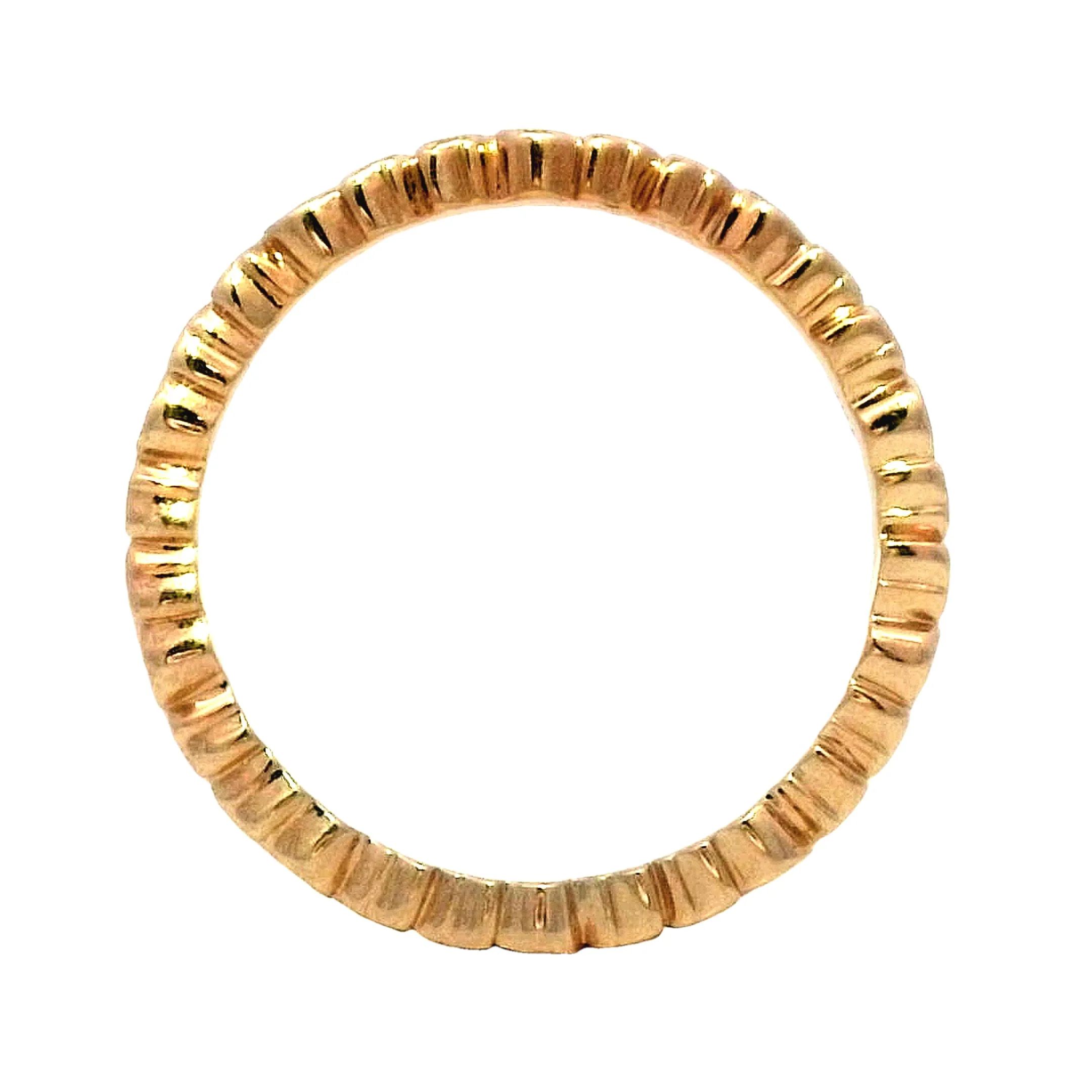 Leaf Textured Stacking Band in 14k Yellow Gold - Image 4