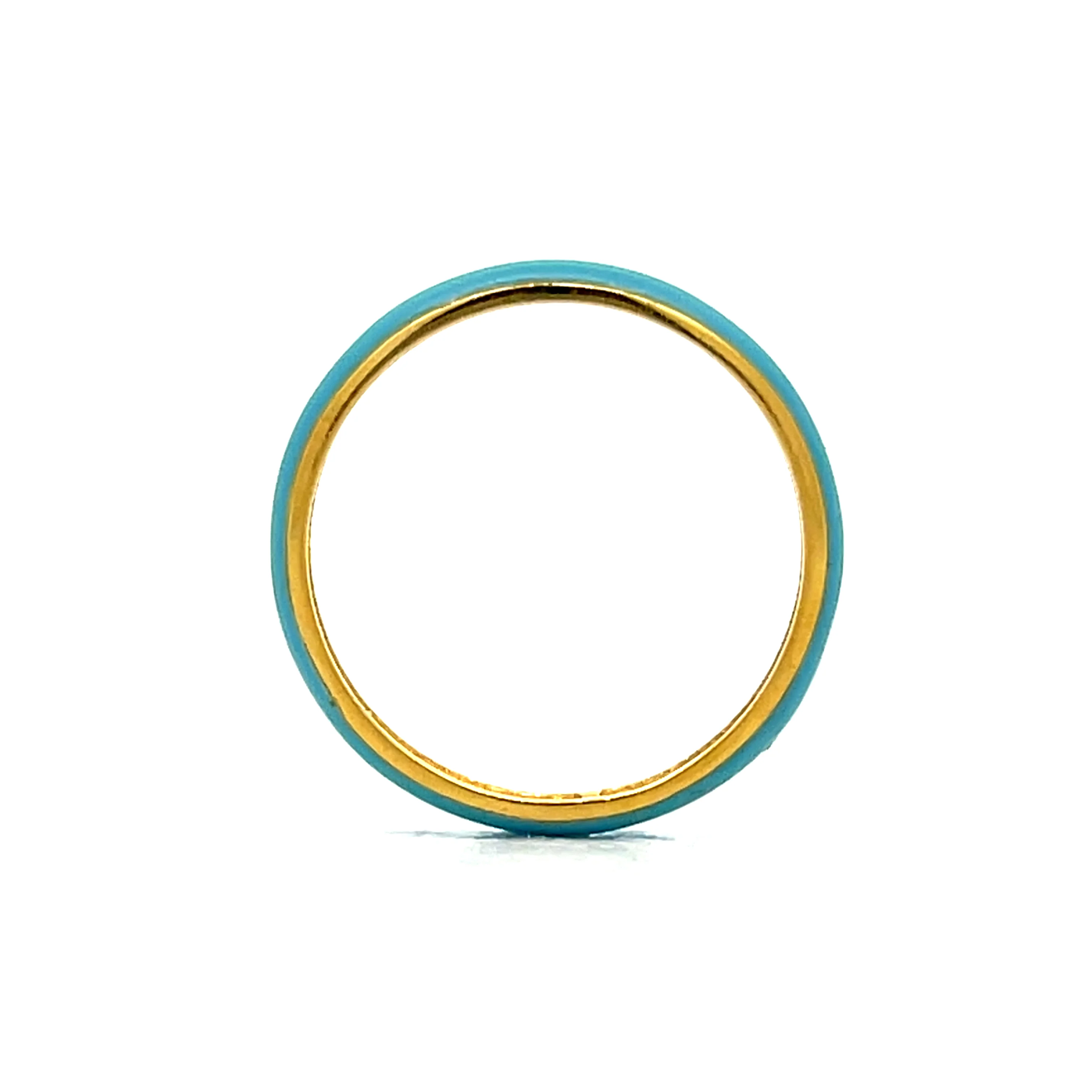 Light Blue Enamel Eternity Band in 14k Yellow Gold - Image 4