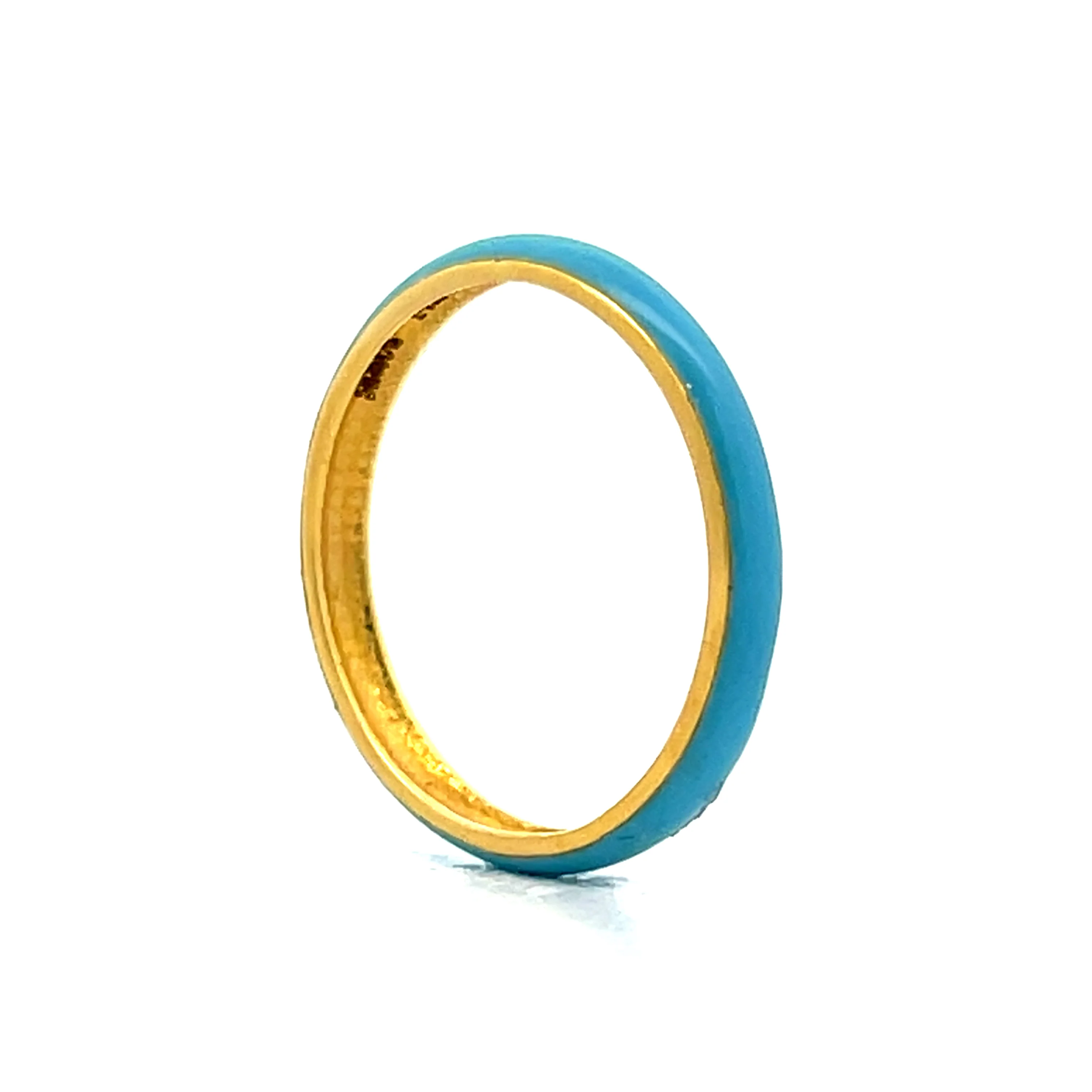 Light Blue Enamel Eternity Band in 14k Yellow Gold - Image 5