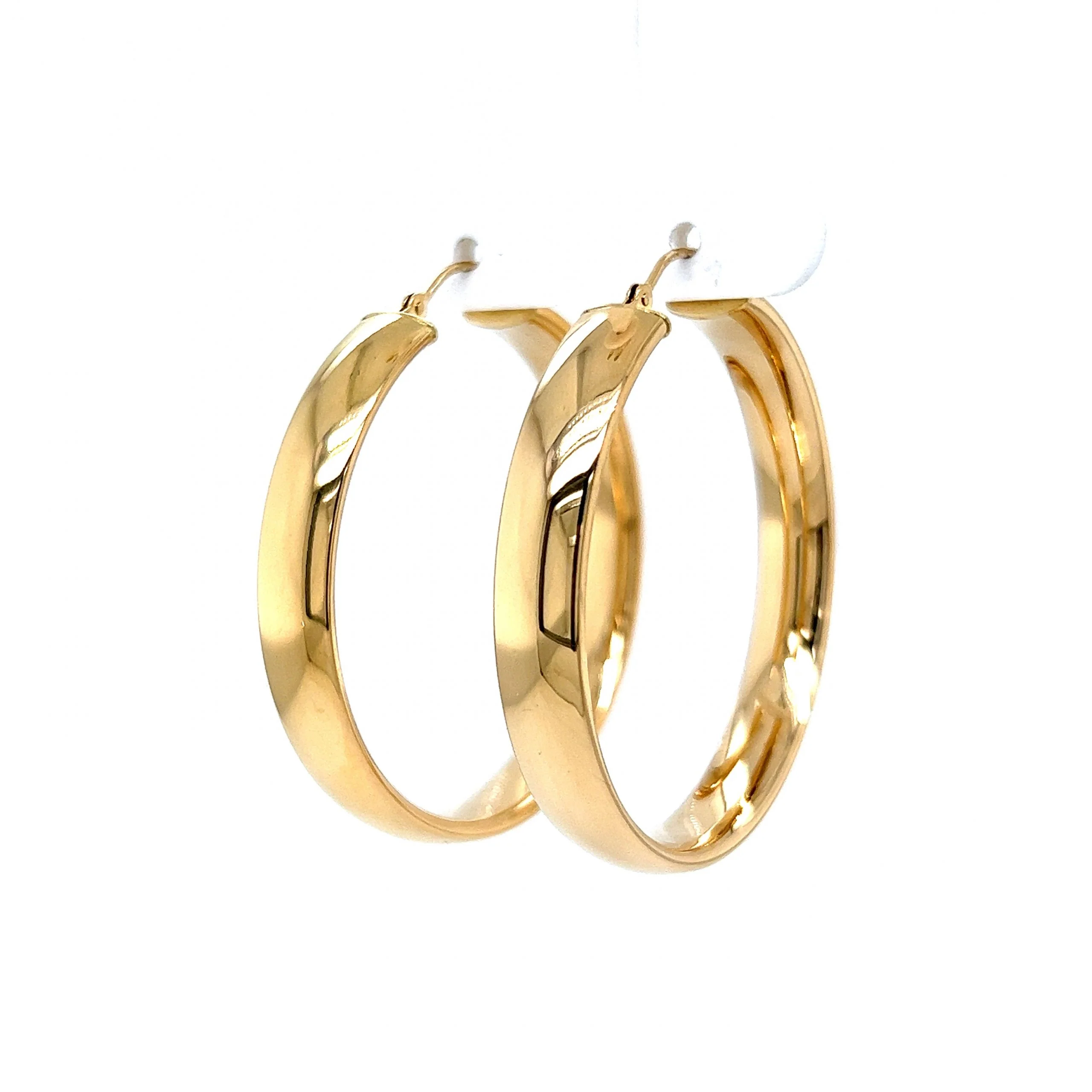 Lightweight Flat Hoop Earrings in 14k Yellow Gold - Image 2