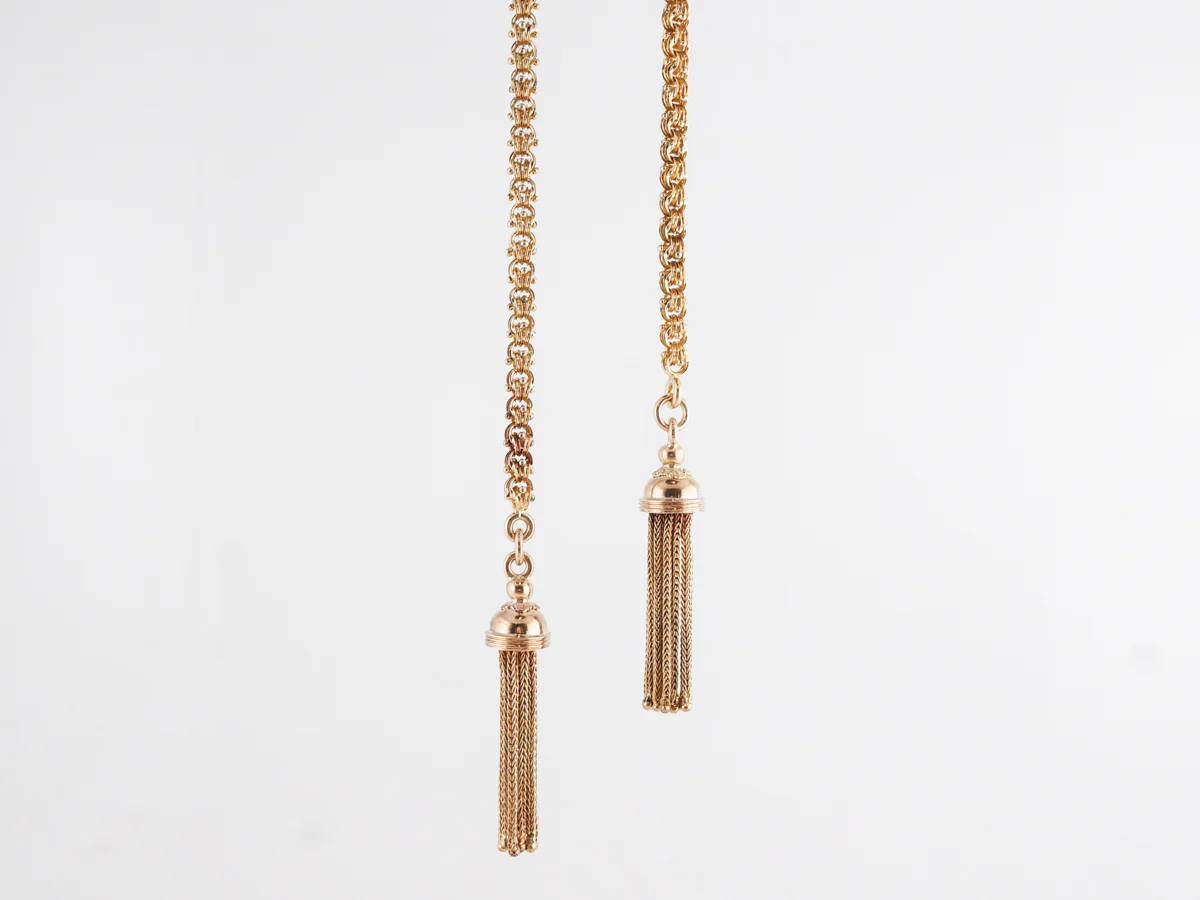 Long Victorian Tassel Chain in 14k Yellow Gold