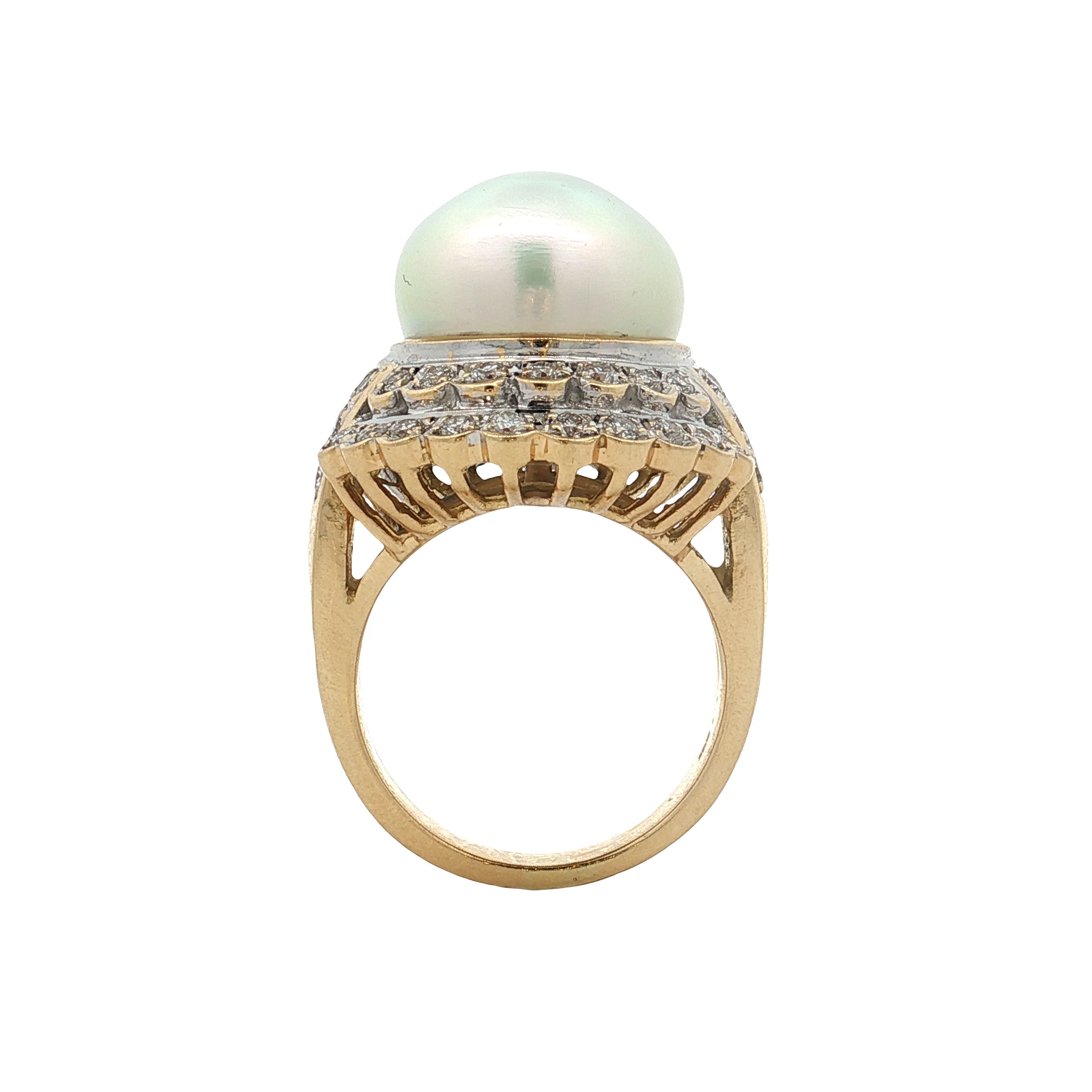 Mabe Pearl & Diamond Cocktail Ring 18k Yellow Gold - Image 4