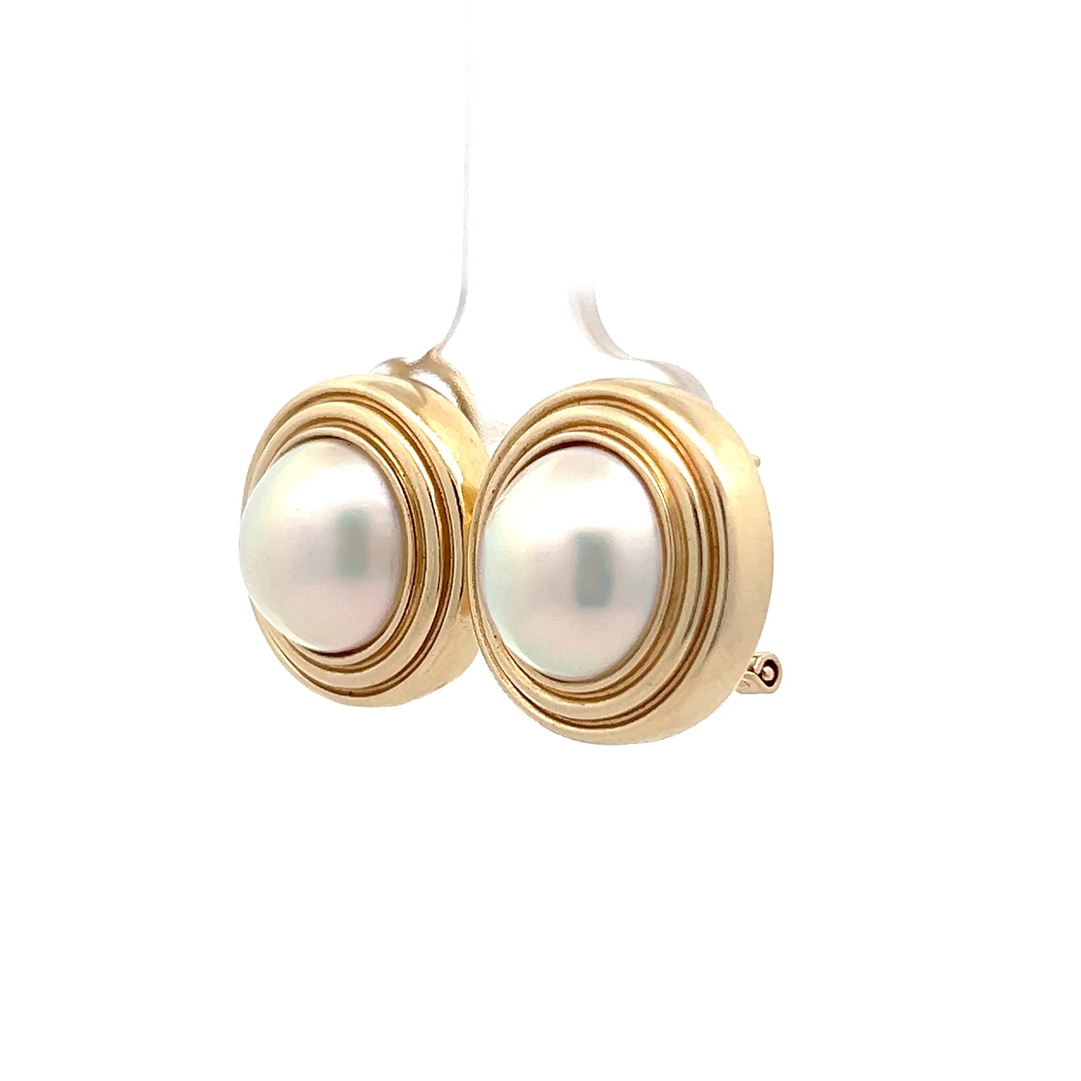Mabe Pearl Stud Earrings in 14k Yellow Gold - Image 2