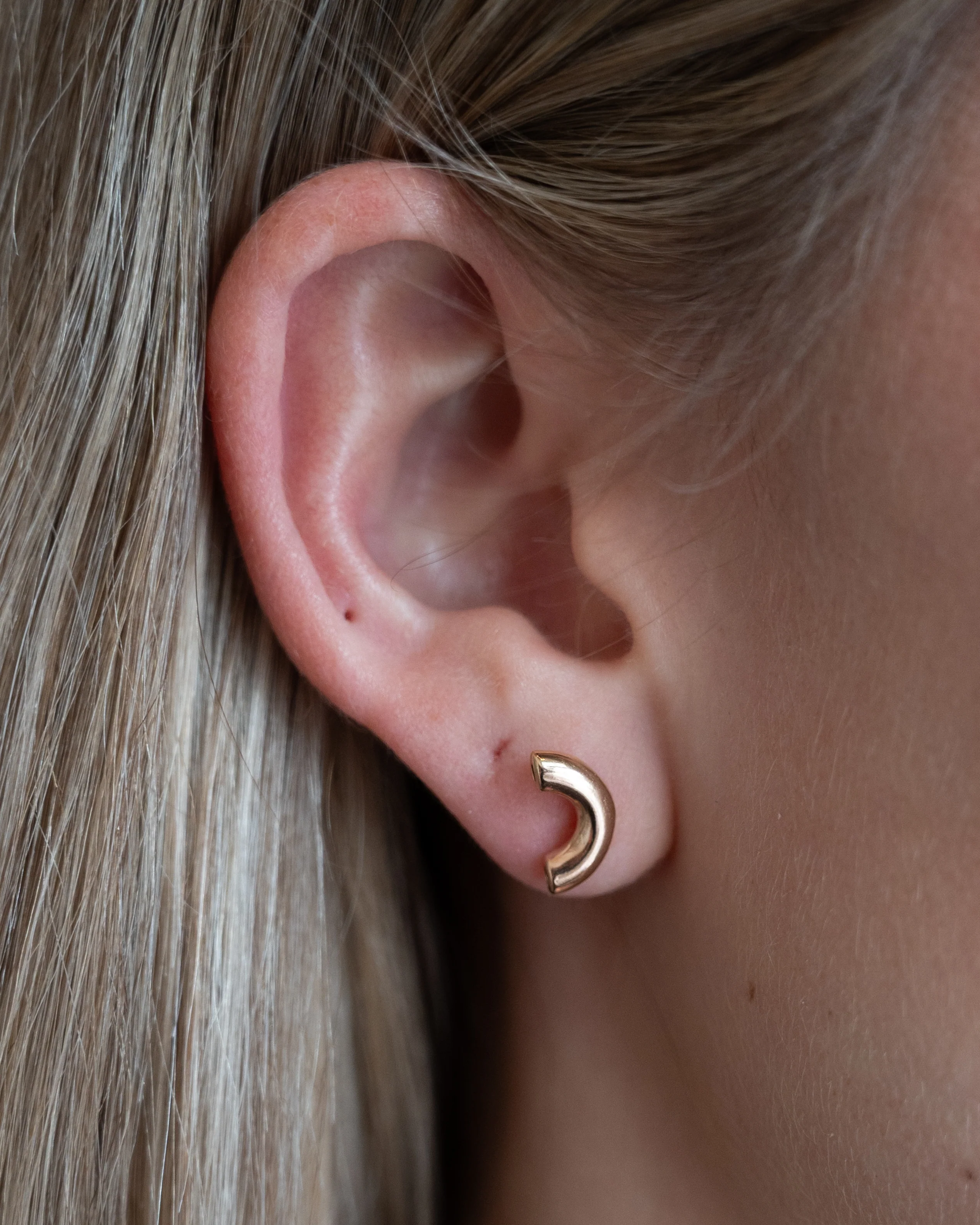 Macaroni Stud Earrings 14k Yellow Gold - Image 5