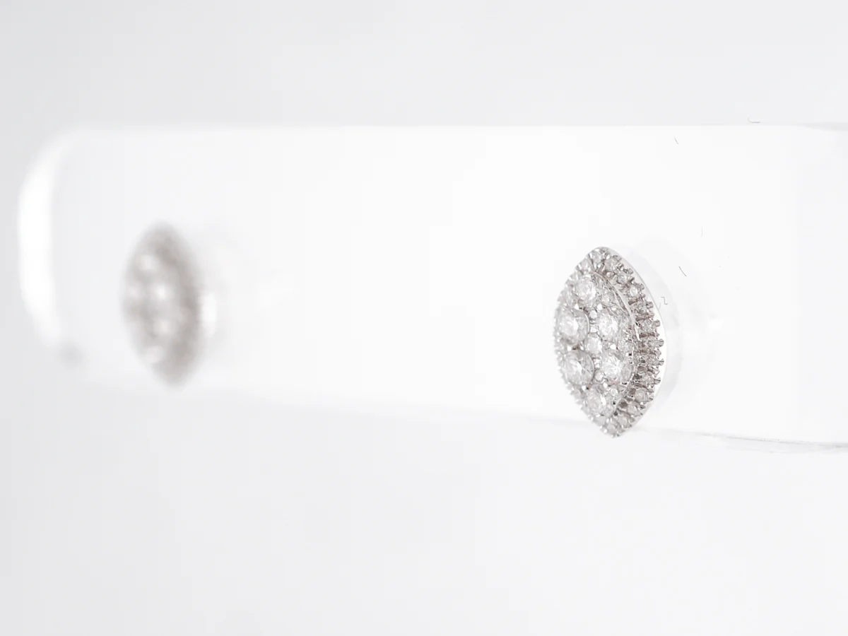 Marquis Pave Cluster Diamond Earrings 14K White Gold - Image 5