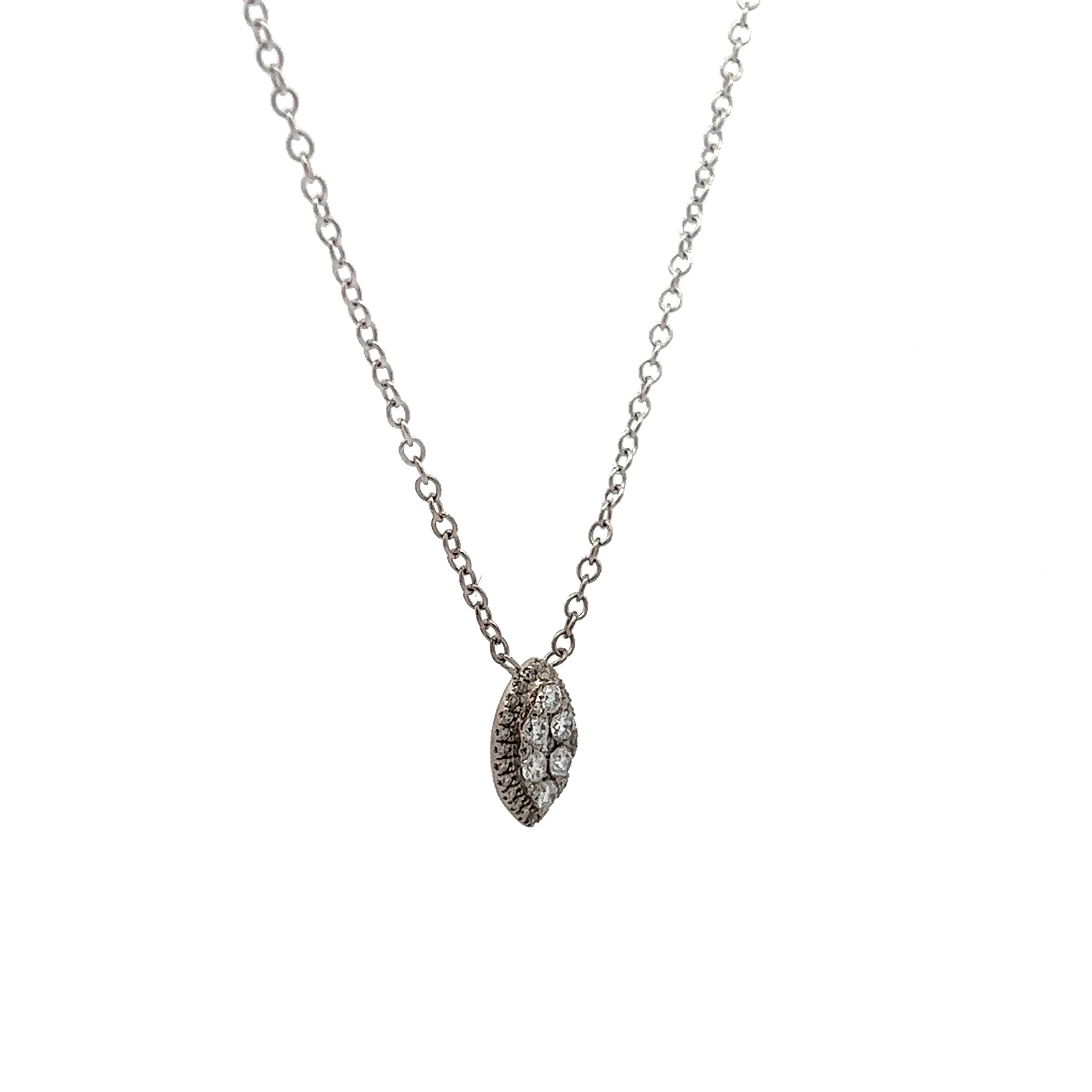 Marquis Shaped Diamond Pendant in 14k White Gold - Image 3
