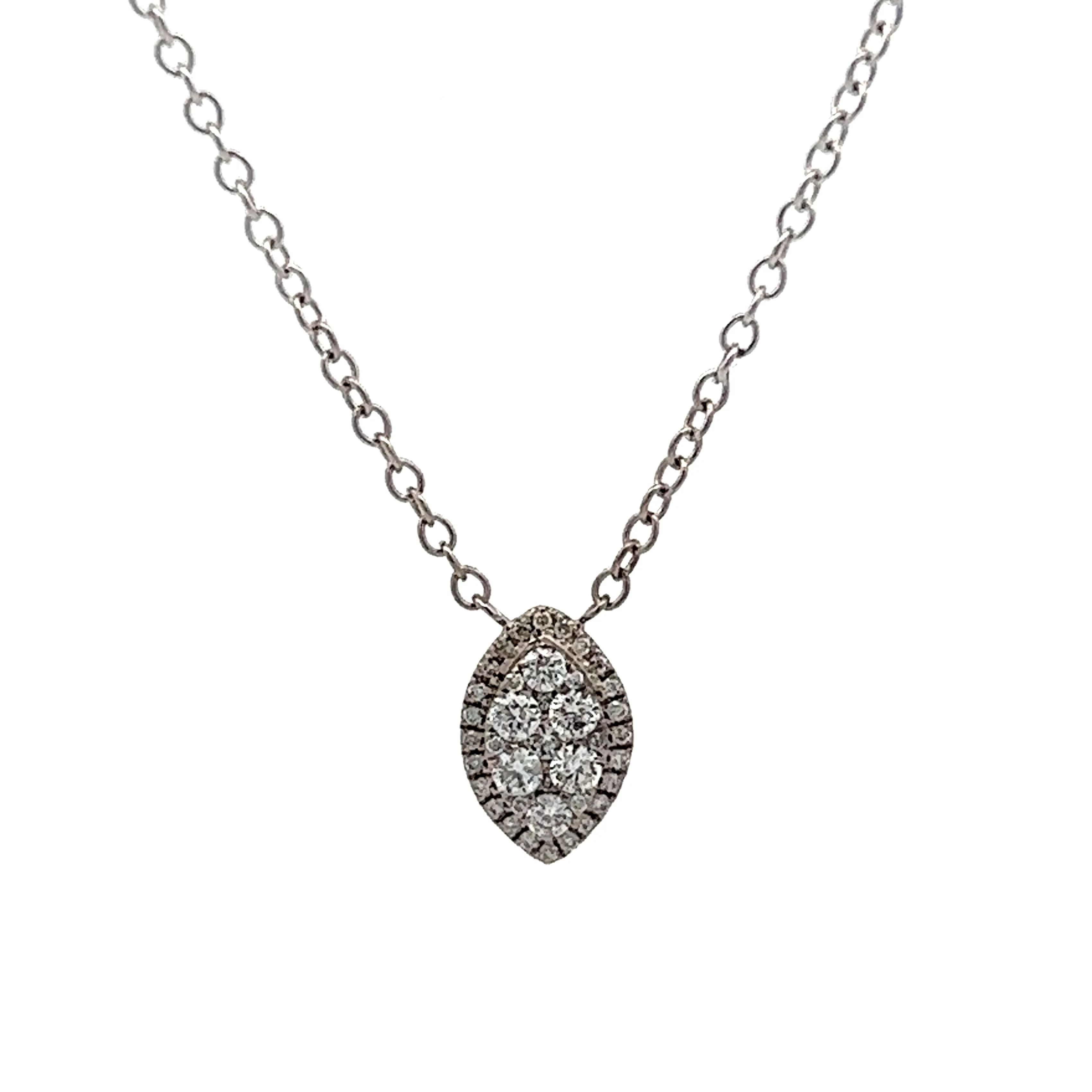Marquis Shaped Diamond Pendant in 14k White Gold - Image 4