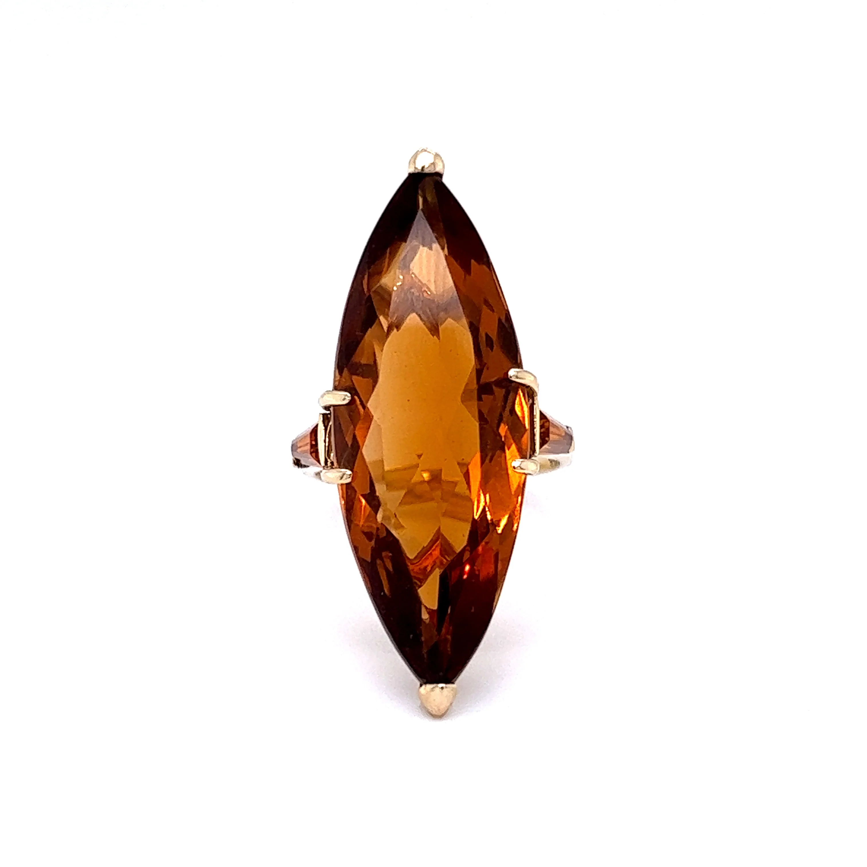 Marquise Cut Citrine Cocktail Ring in 14k Yellow Gold