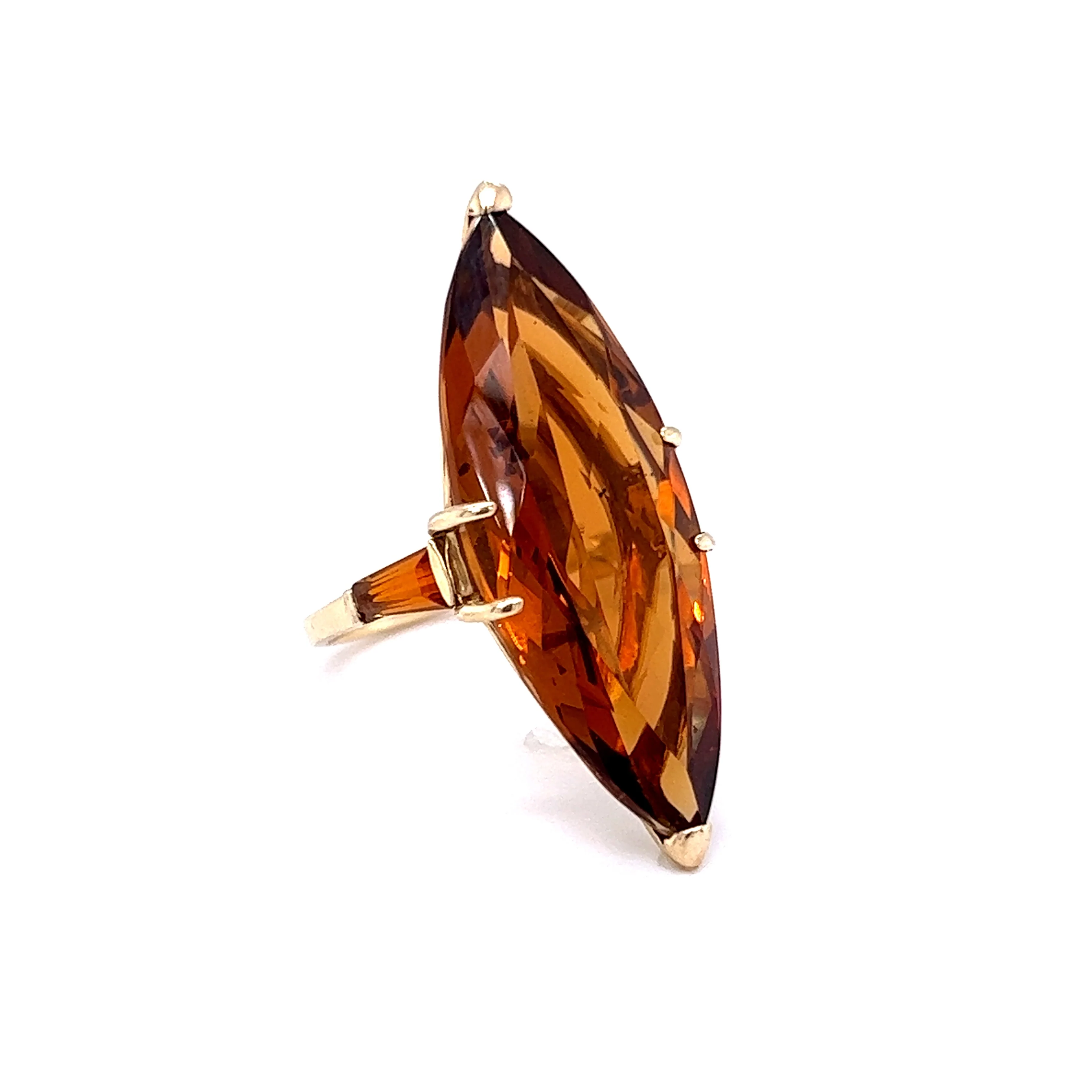 Marquise Cut Citrine Cocktail Ring in 14k Yellow Gold - Image 3