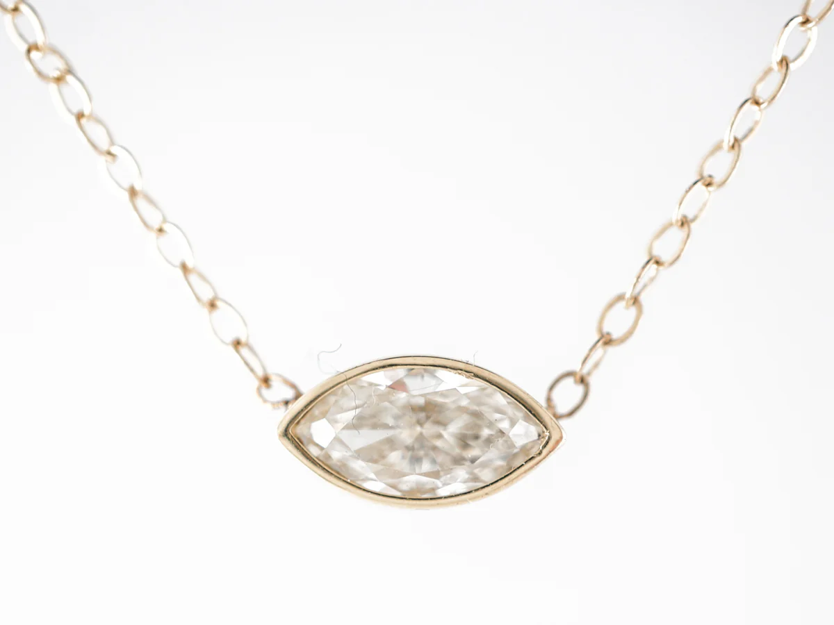 Marquise Cut Diamond Bezel Necklace in 14k Yellow Gold - Image 3