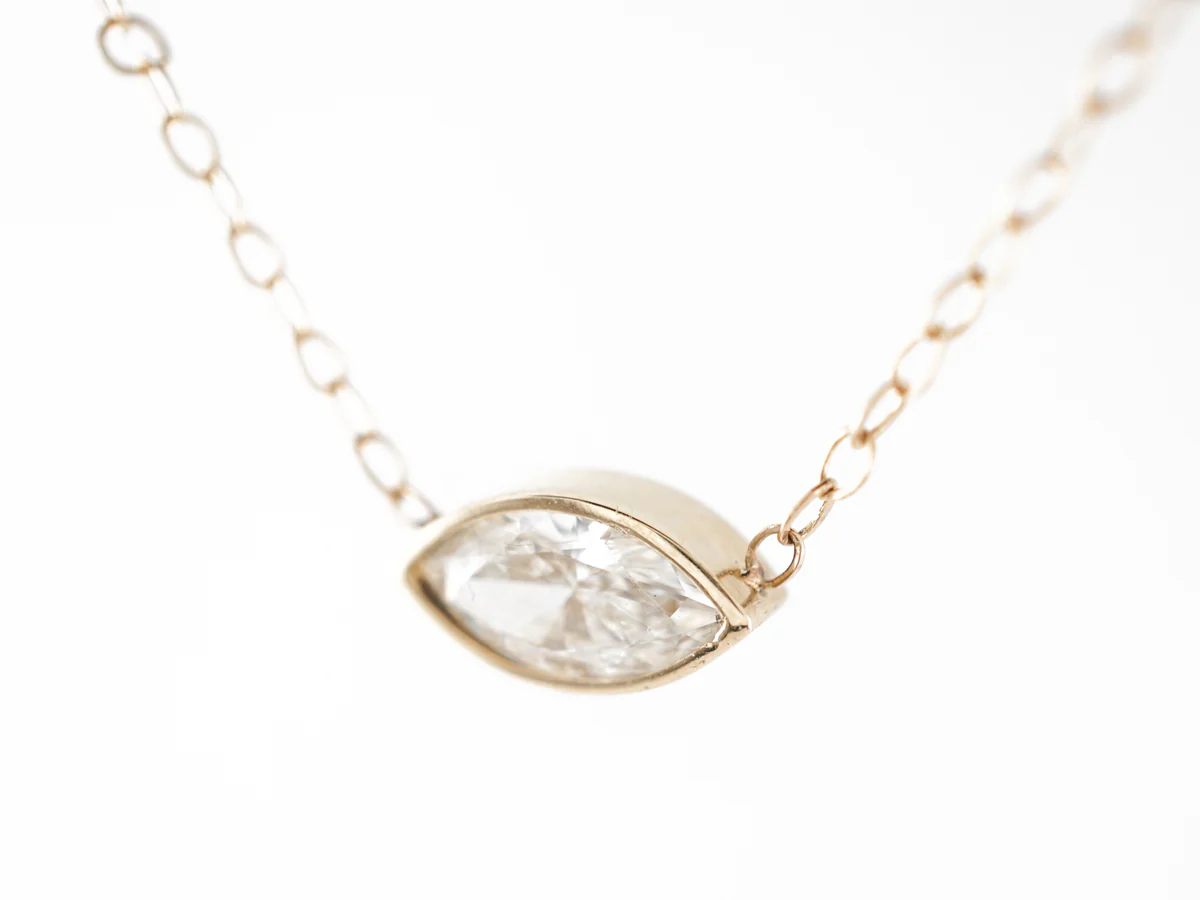 Marquise Cut Diamond Bezel Necklace in 14k Yellow Gold - Image 4