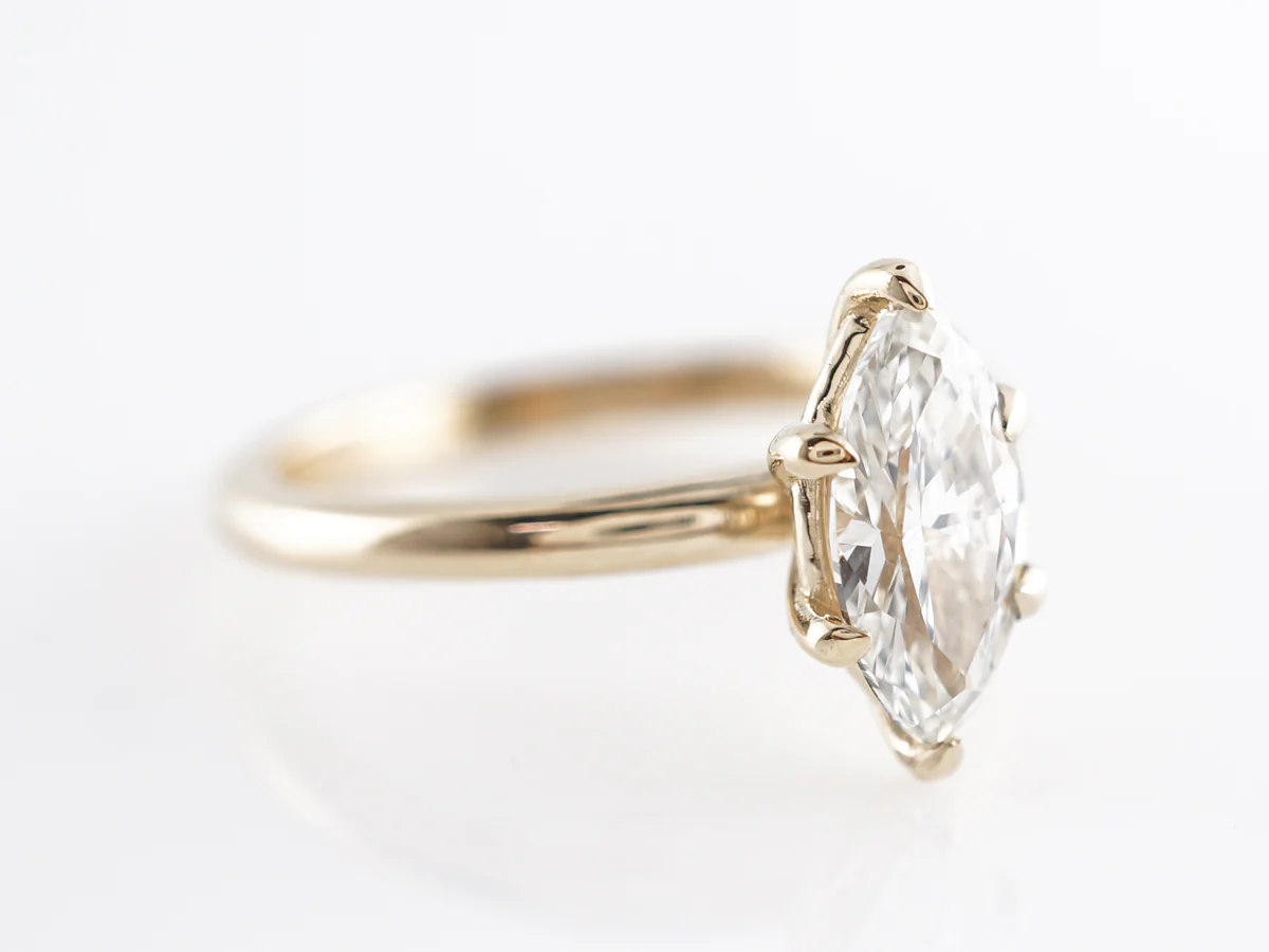 Marquise Diamond Engagement Ring 14k Yellow Gold - Image 3