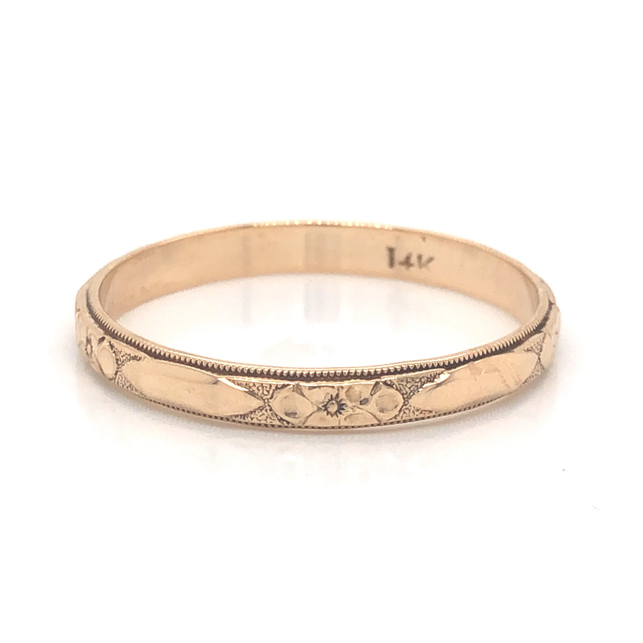 Men's 3mm Art Deco Wedding Band in 14k Yellow Gold - Image 2