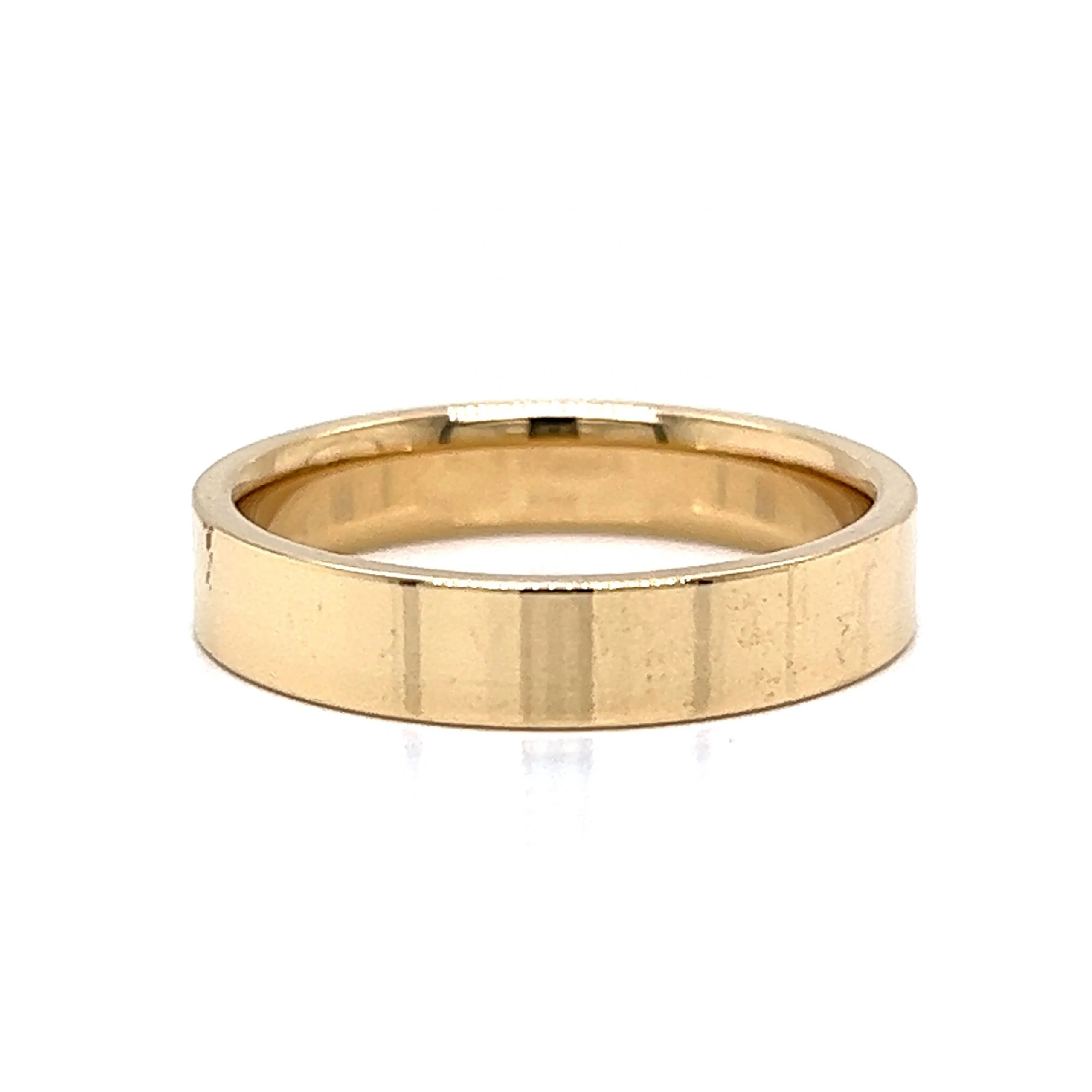 Men's 4mm Flat Edge Wedding Band in 14k Yellow Gold - Image 3