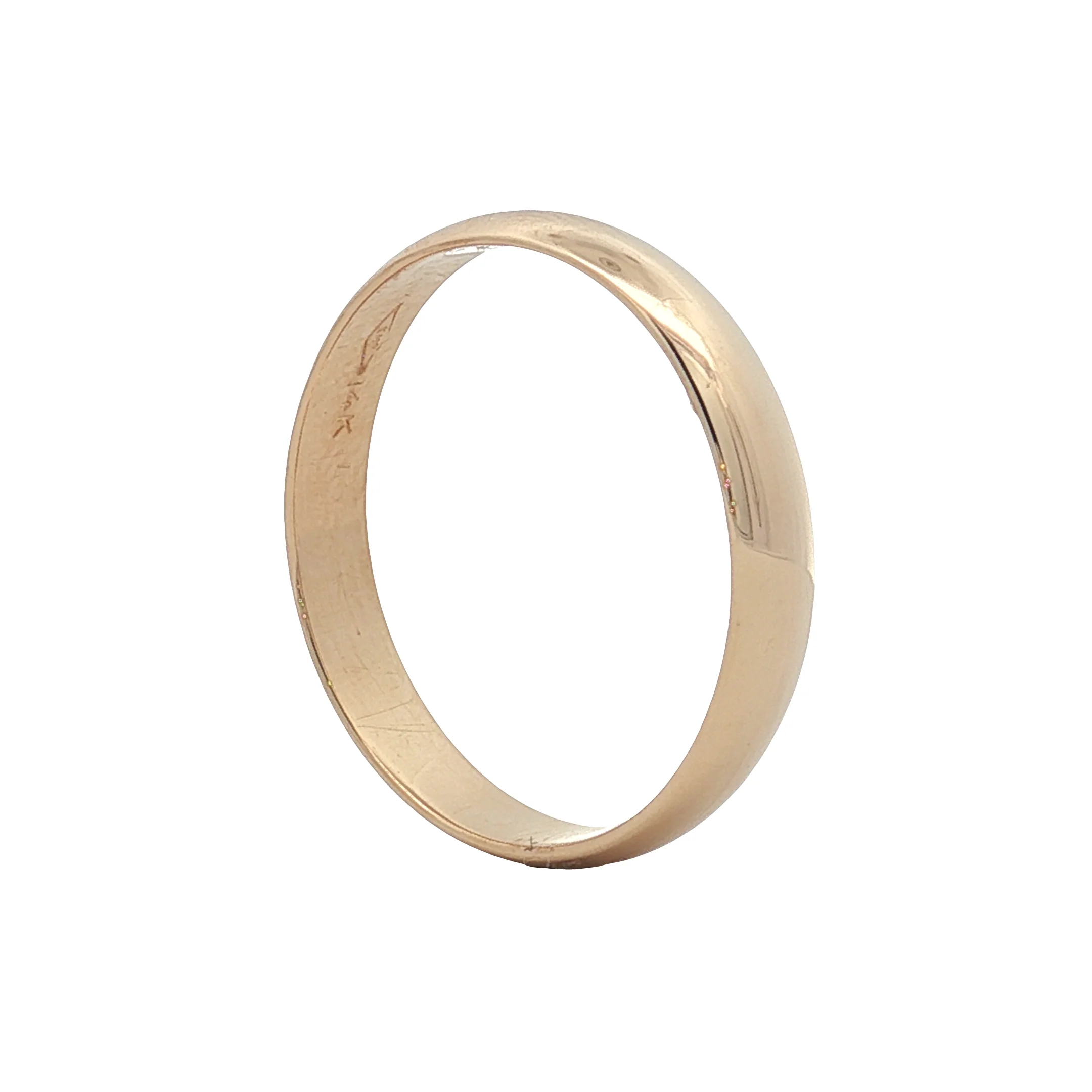 Mens 4mm Half Round Wedding Band 14k Yellow Gold - Image 5