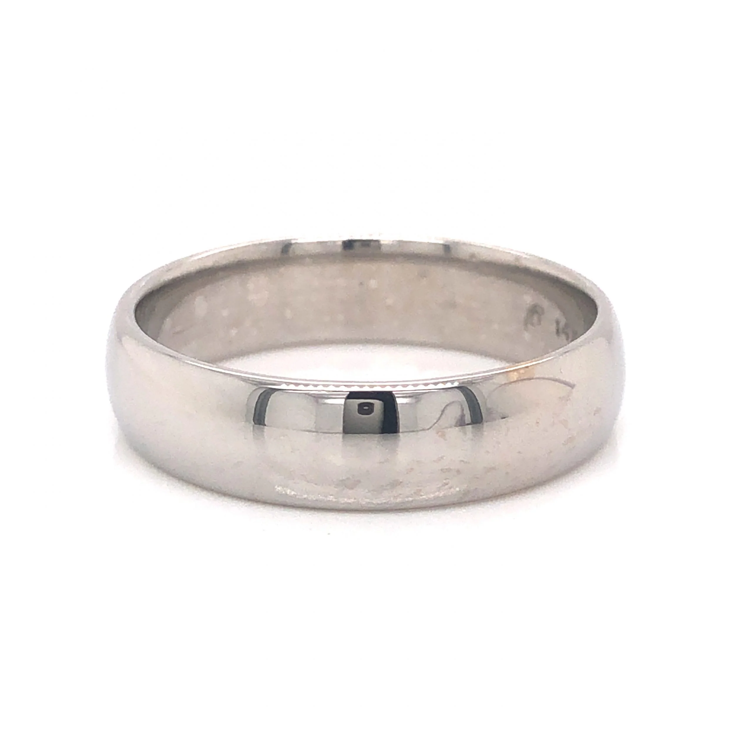 Men's 5.5mm Half Round Wedding Band in 14K White Gold - Image 2