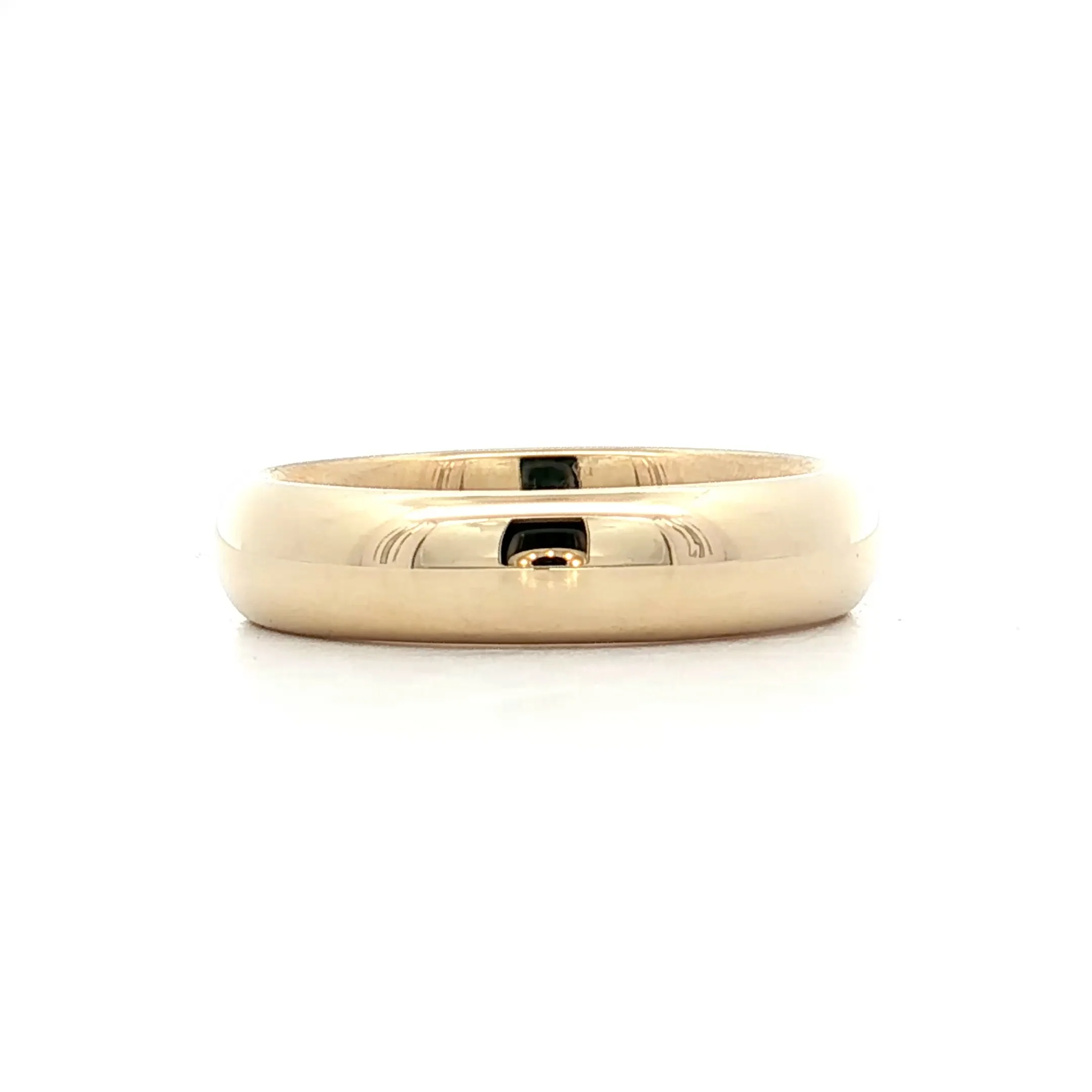 Mens 5mm Half Round Wedding Band 14k Yellow Gold