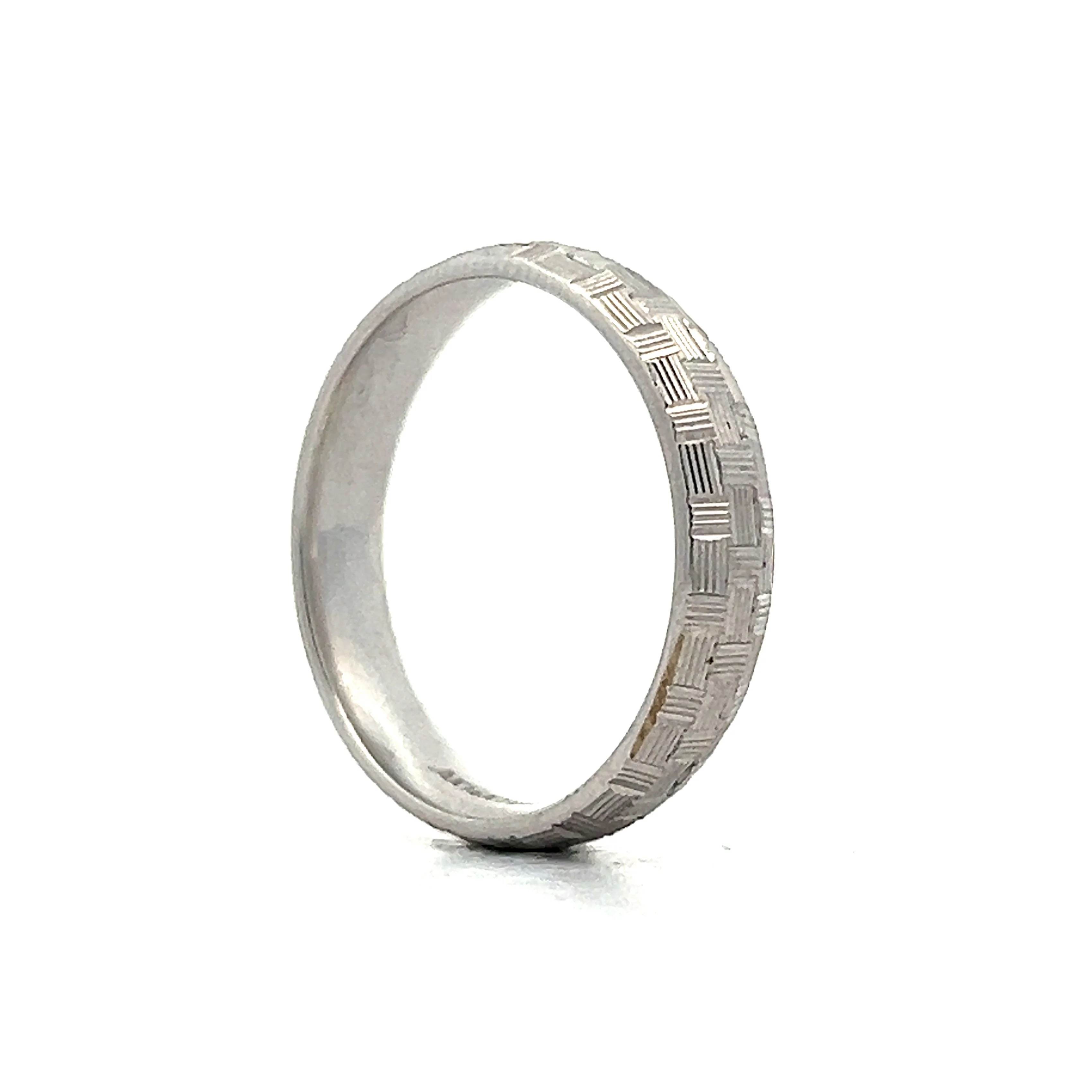 Men's 5mm Woven Basket Engraved Wedding Band in 14k - Image 5